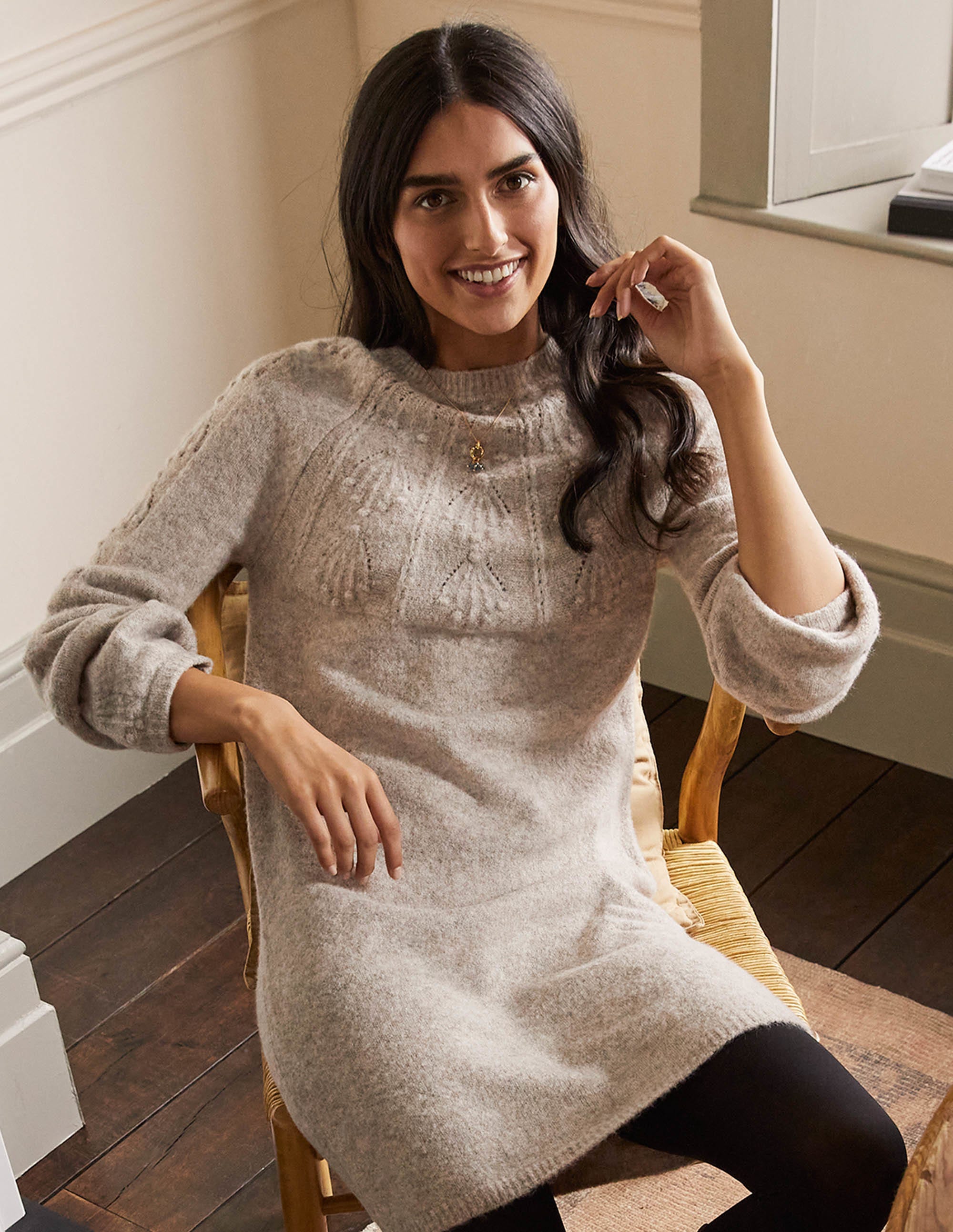 Robe en maille torsadée NEU Femme Boden, Natural