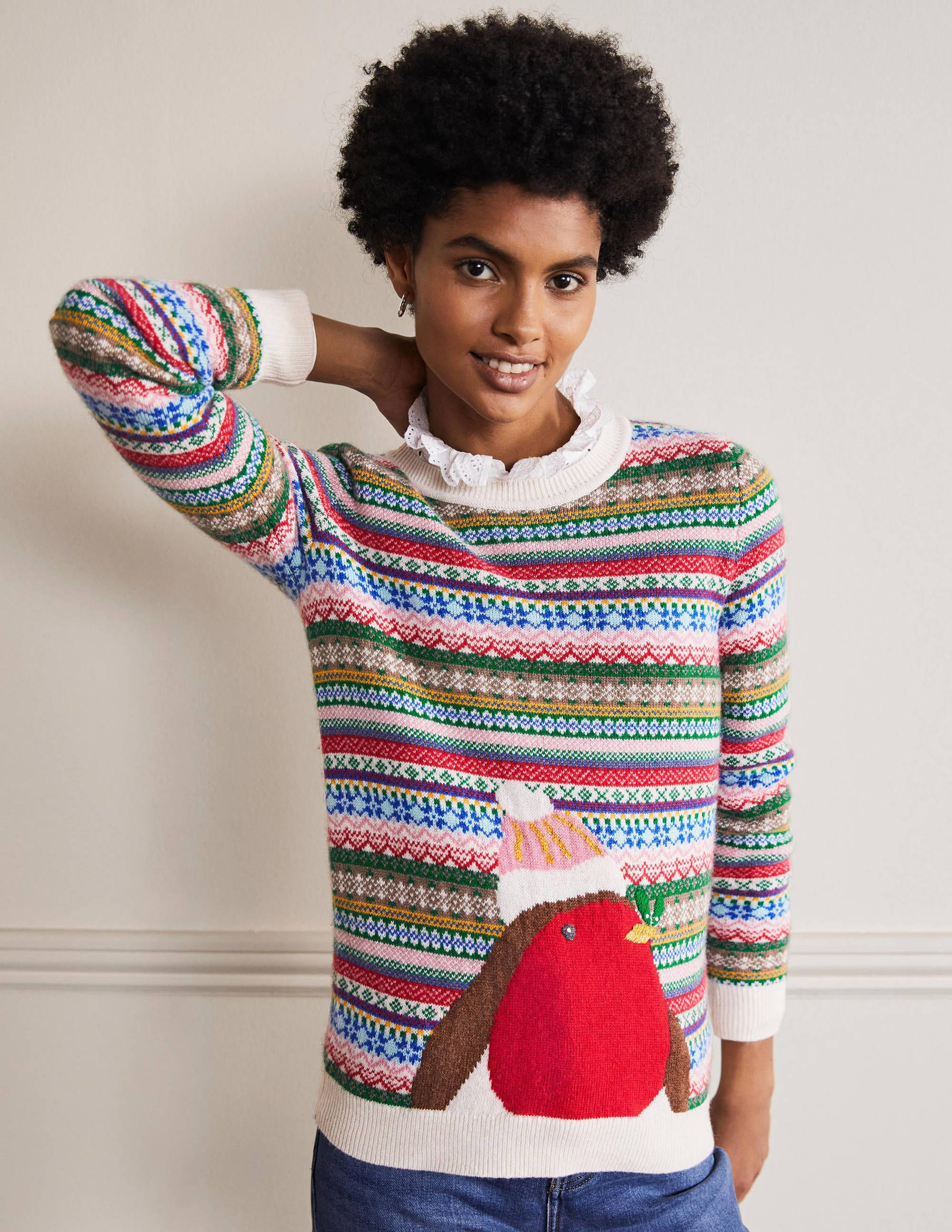 Pull de Noël COL Femme Boden, Multi