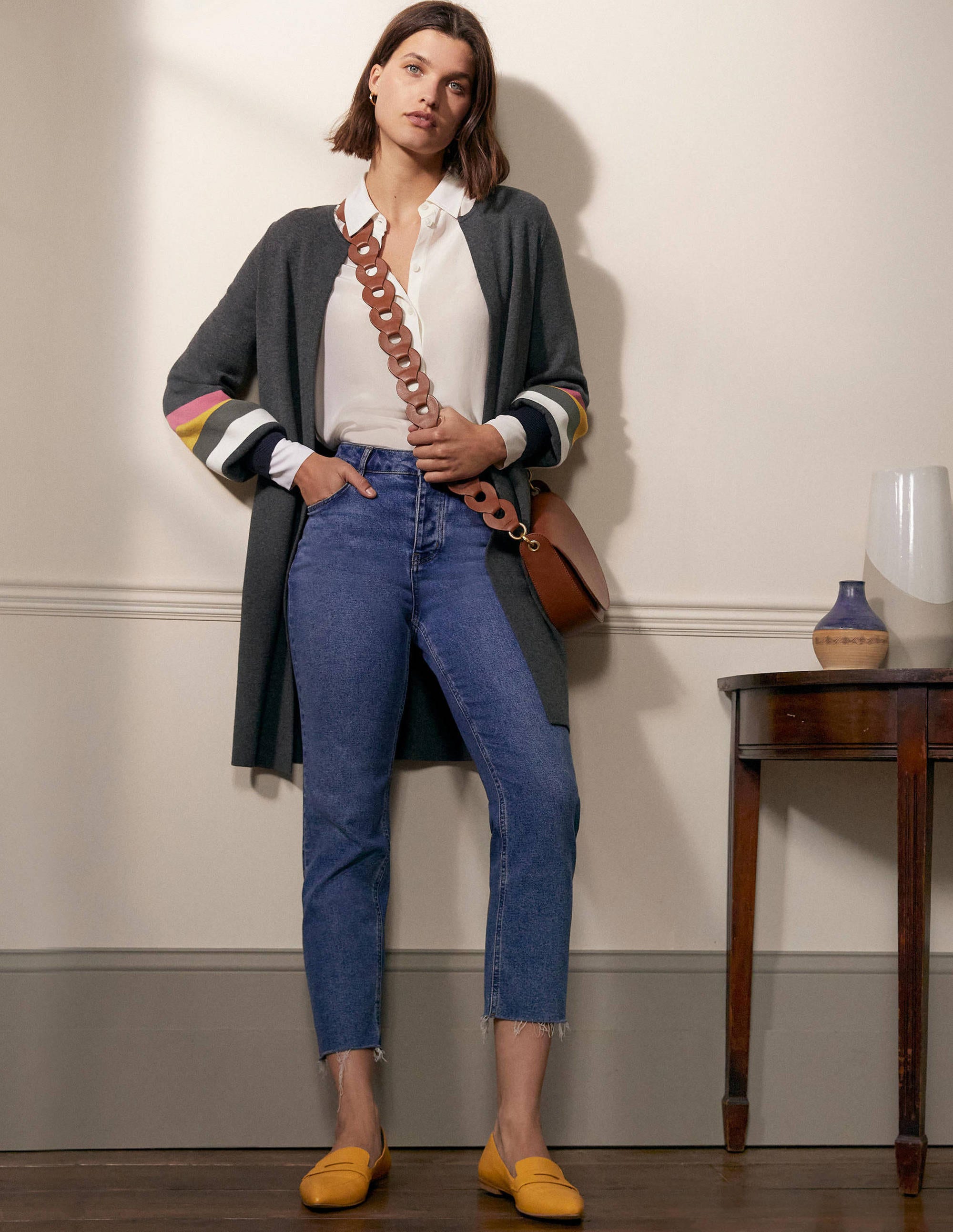 Manteau façon cardigan Berkshire GRY Femme Boden, Grey