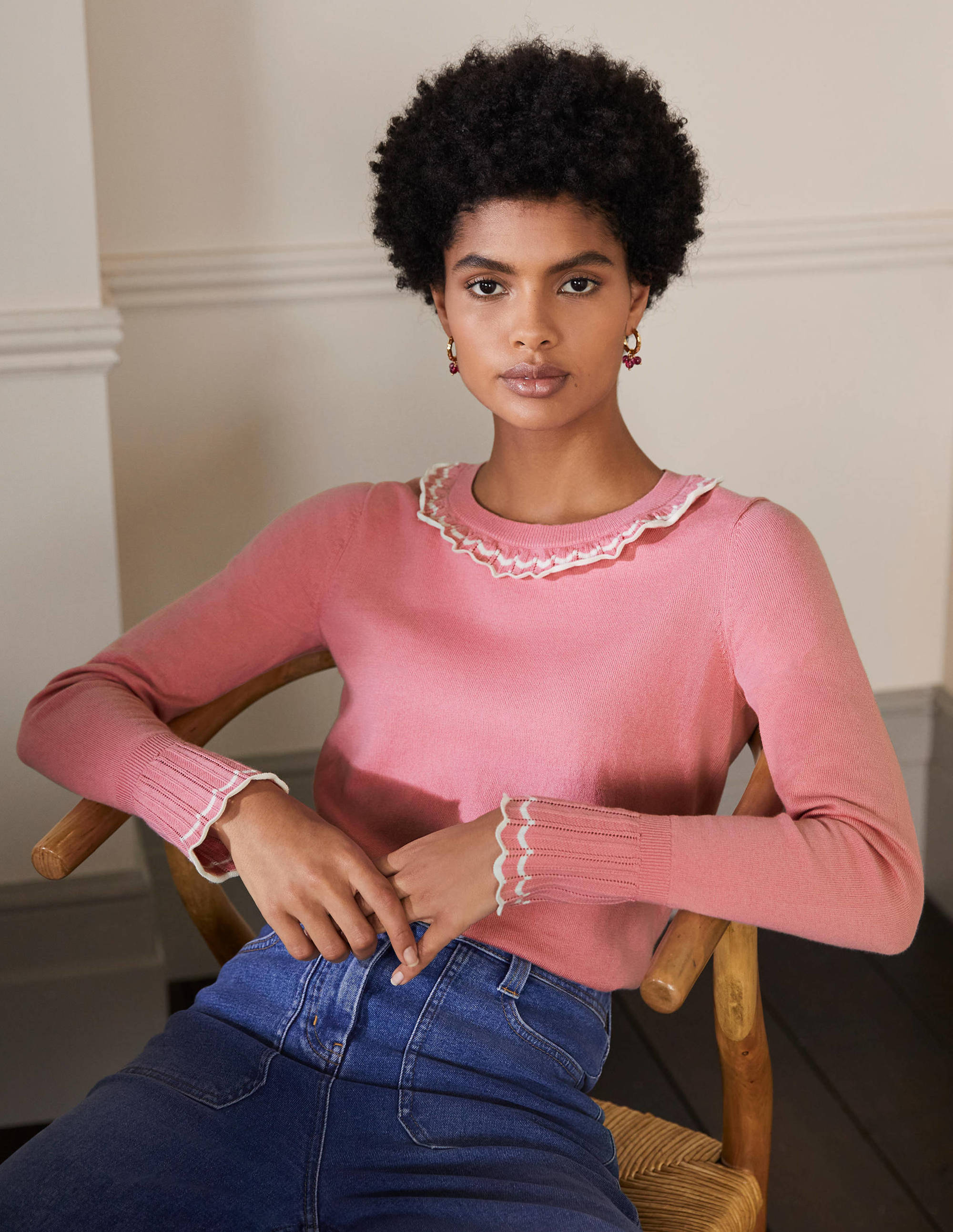 Pull Aimee en pointelle SPK Femme Boden, Pink