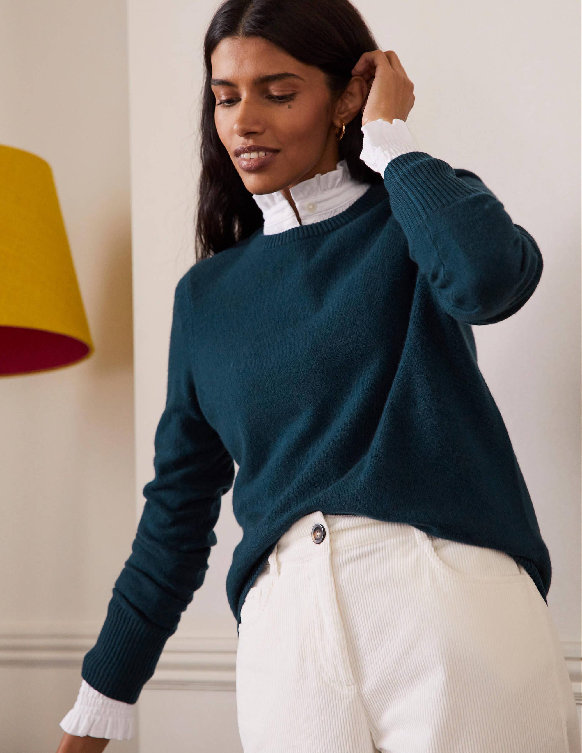 Pull col rond en cachemire STR Femme Boden, Blue