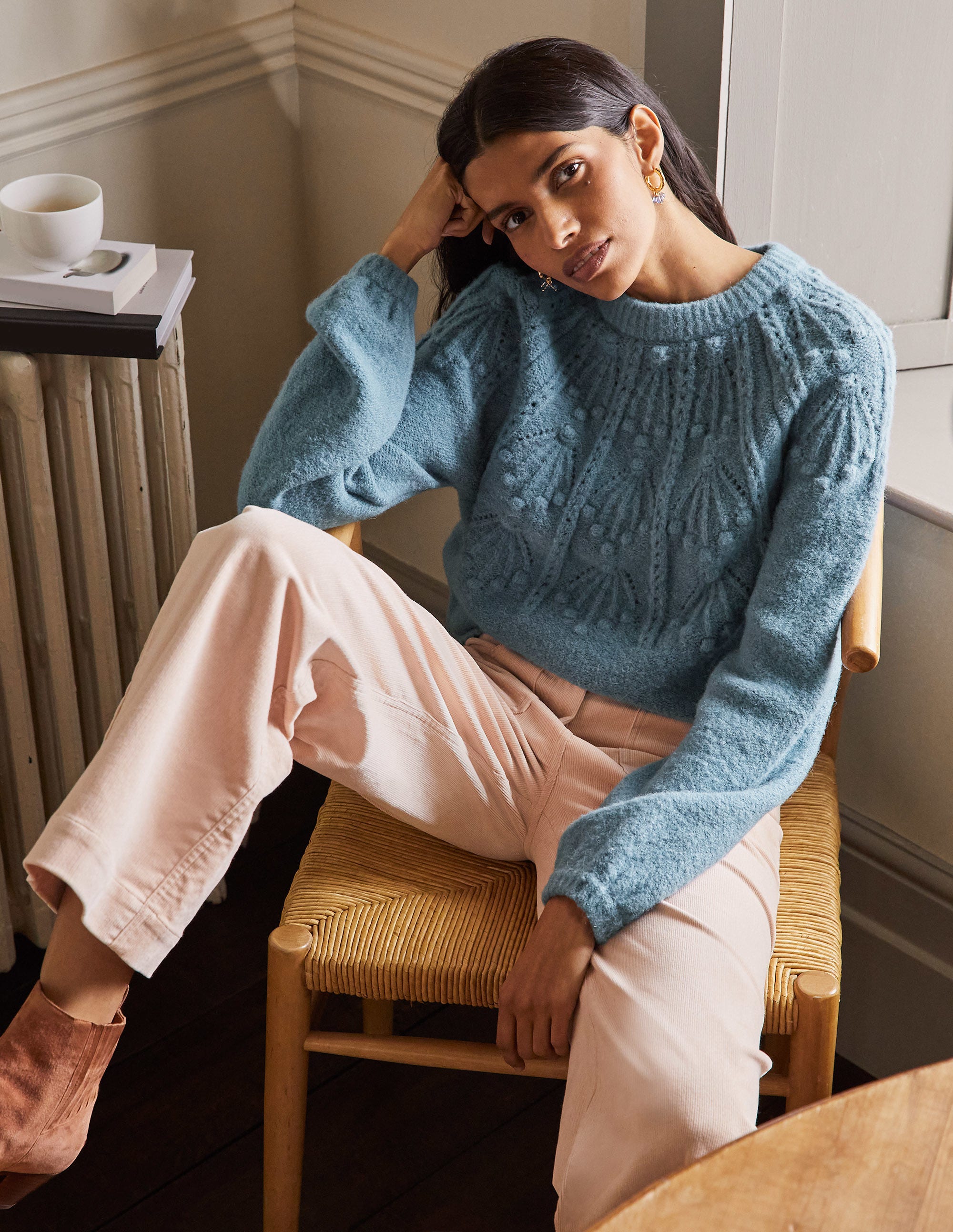 Pull décontracté torsadé BLU Femme Boden, Blue