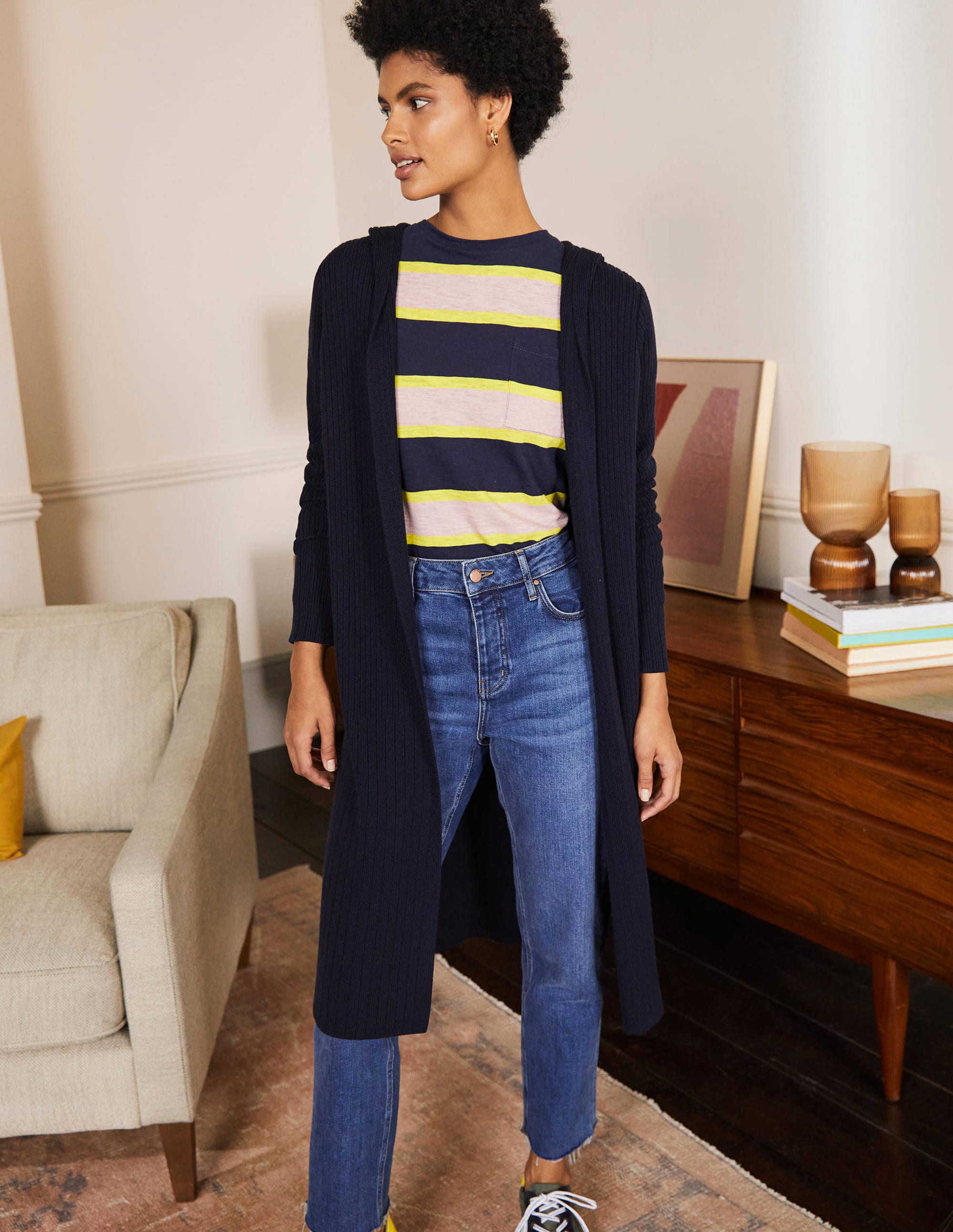 Gilet décontracté à capuche NAV Femme Boden, Navy