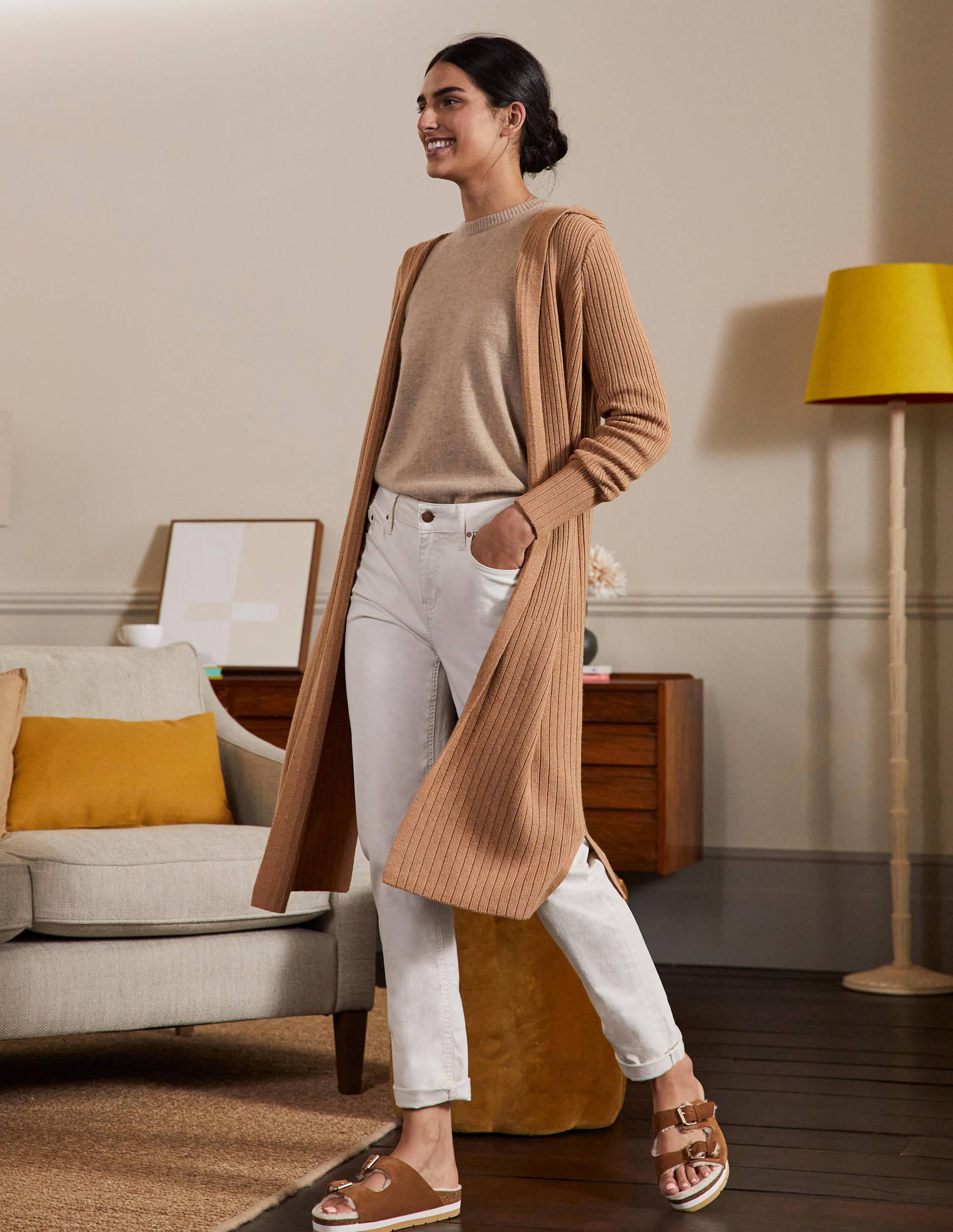 Gilet décontracté à capuche NEU Femme Boden, Camel