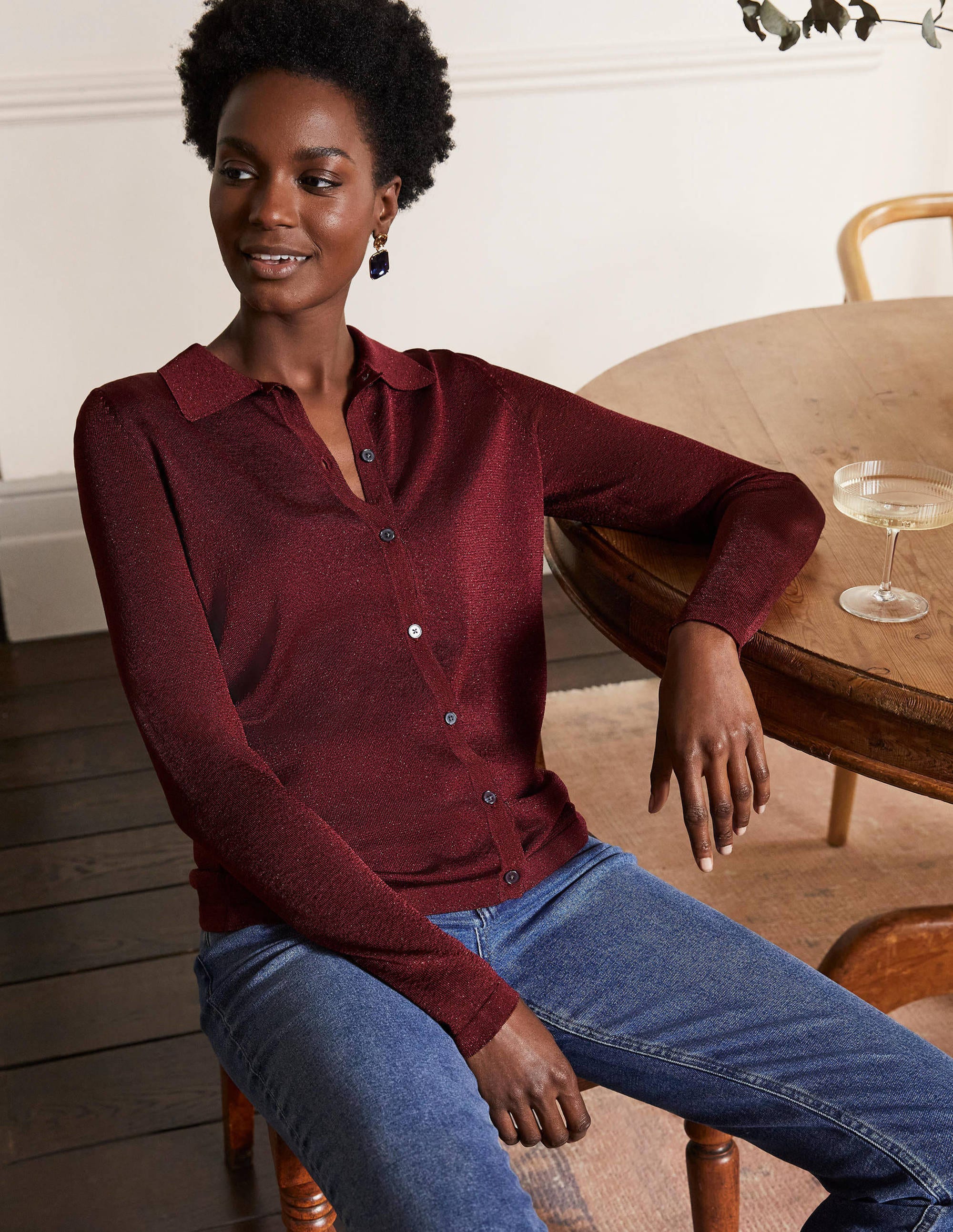 Chemise étincelante en maille DAM Femme Boden, Purple