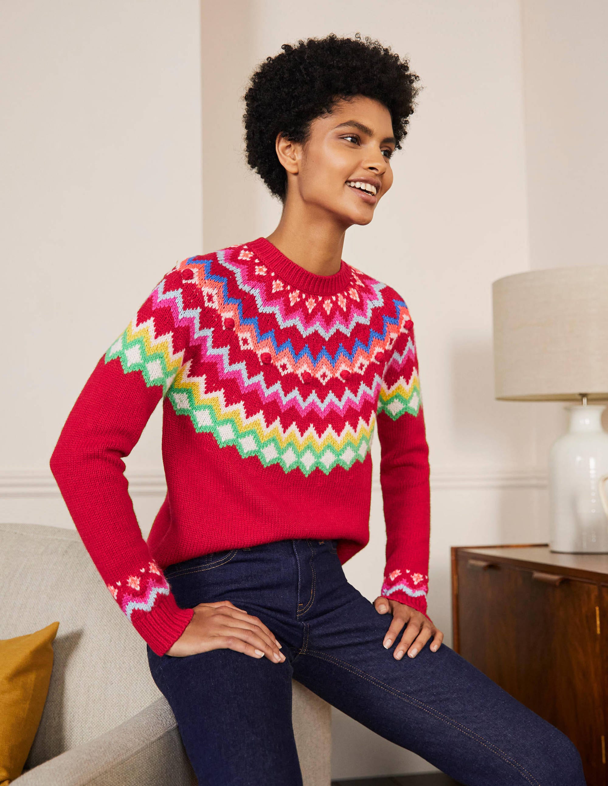 Pull décontracté motif jacquard PNT Femme Boden, Red