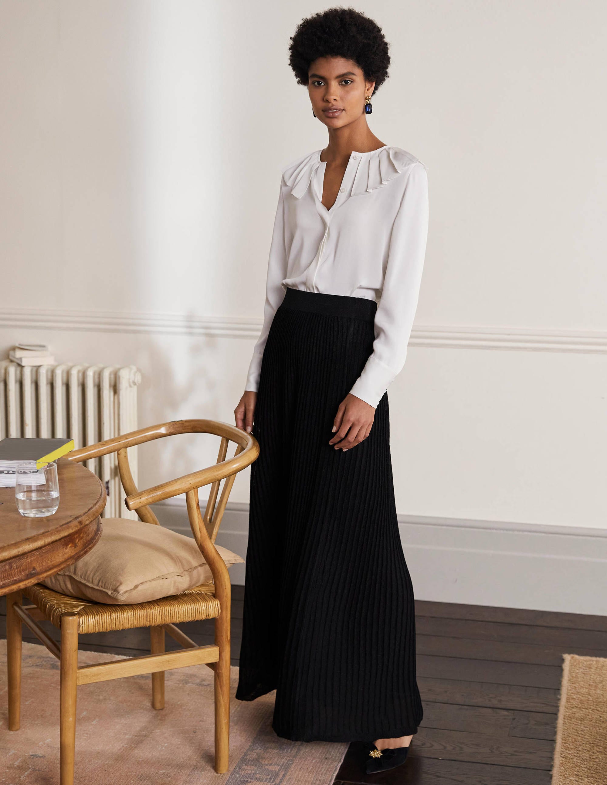 Jupe de soirée en maille BLK Femme Boden, Black