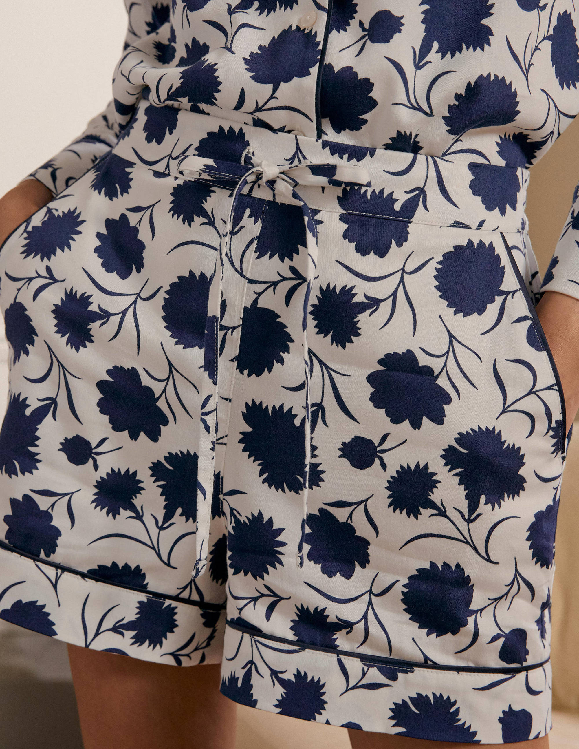 Janie Pajama Shirt - Ivory, Leafy Bud | Boden US