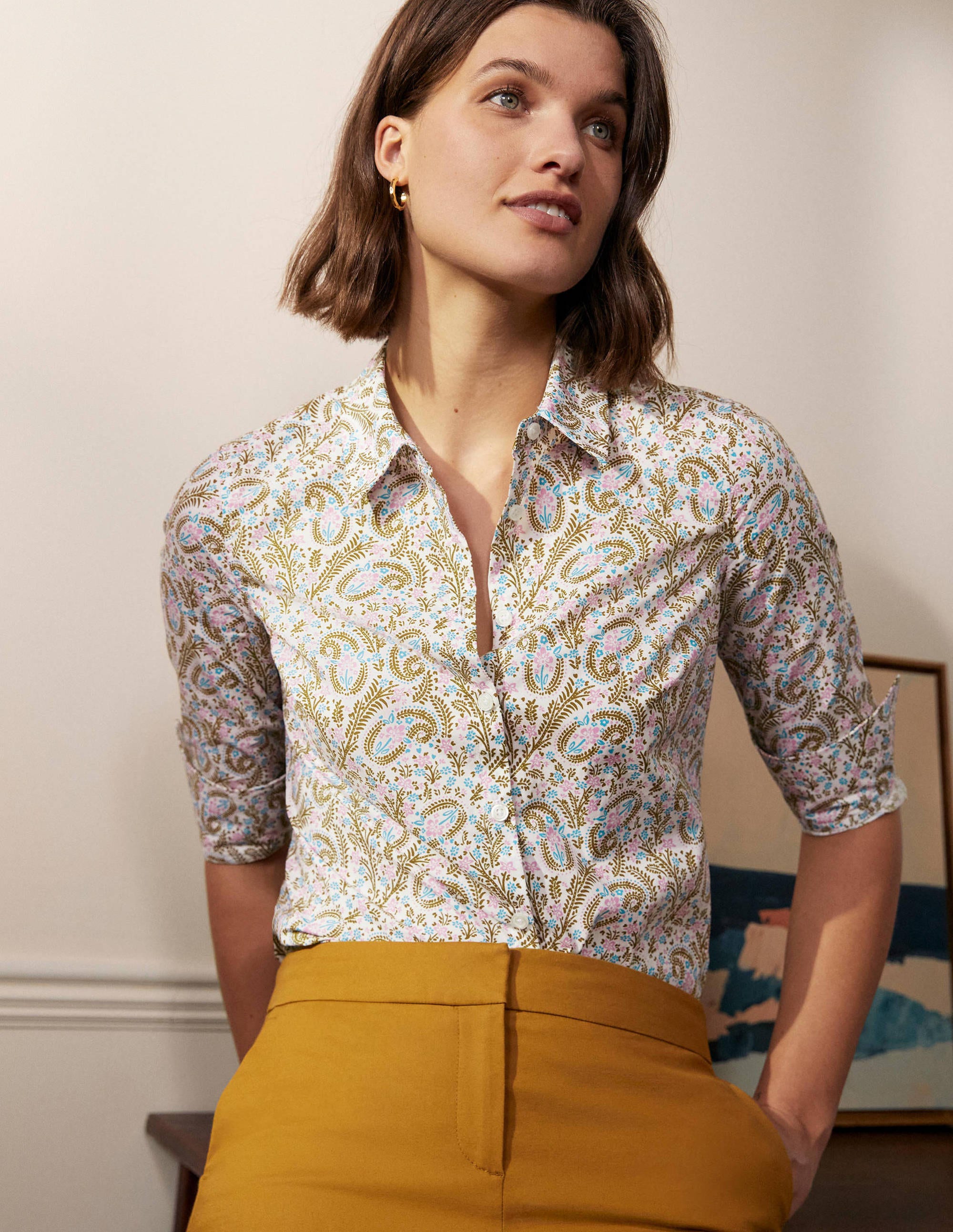 La chemise en coton LTU Femme Boden, Ivory