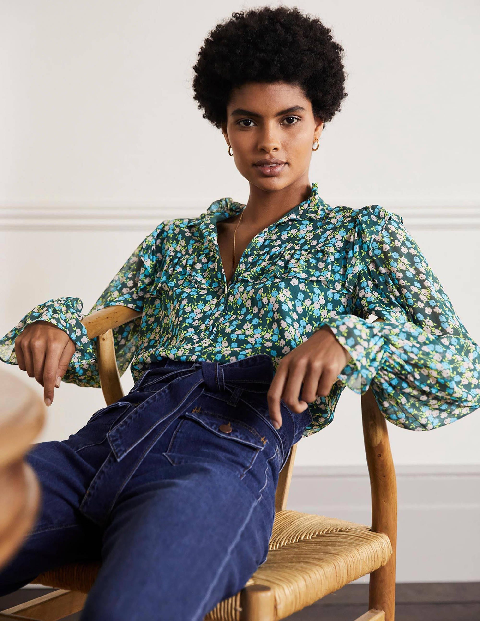 Blouse Zoe à volants GRN Femme Boden, Green