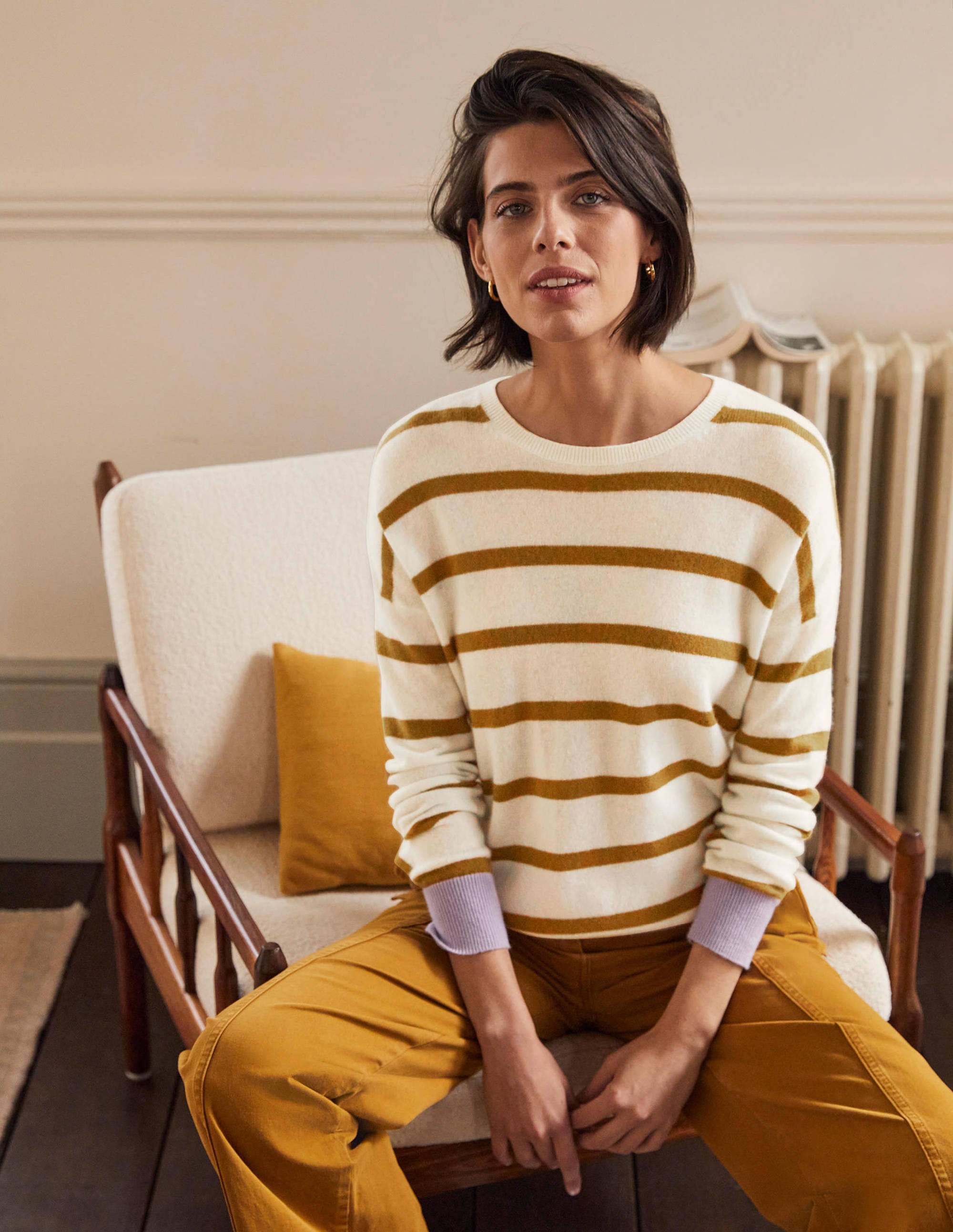 Pull Chatham rayé en cachemire IVO Femme Boden, Brown
