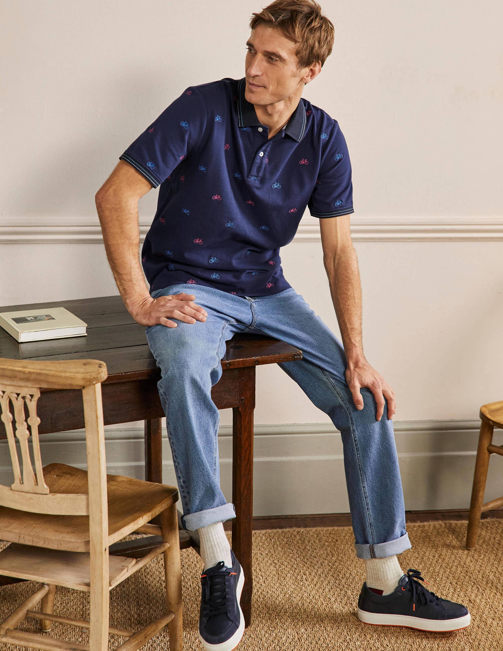 Polo en piqué BPT Homme Boden, Navy