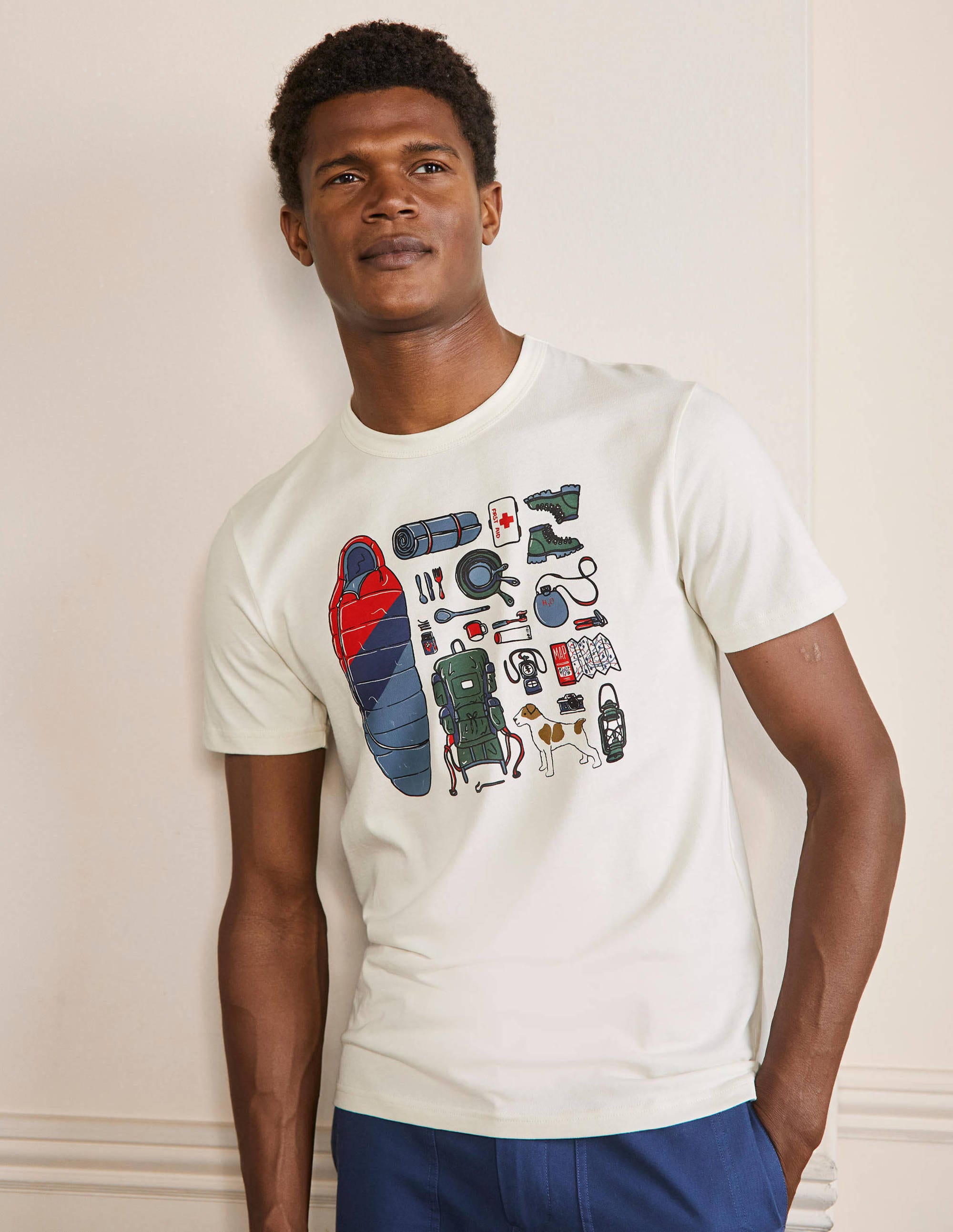 T-shirt Kingston WTI Homme Boden, White Camping Trip