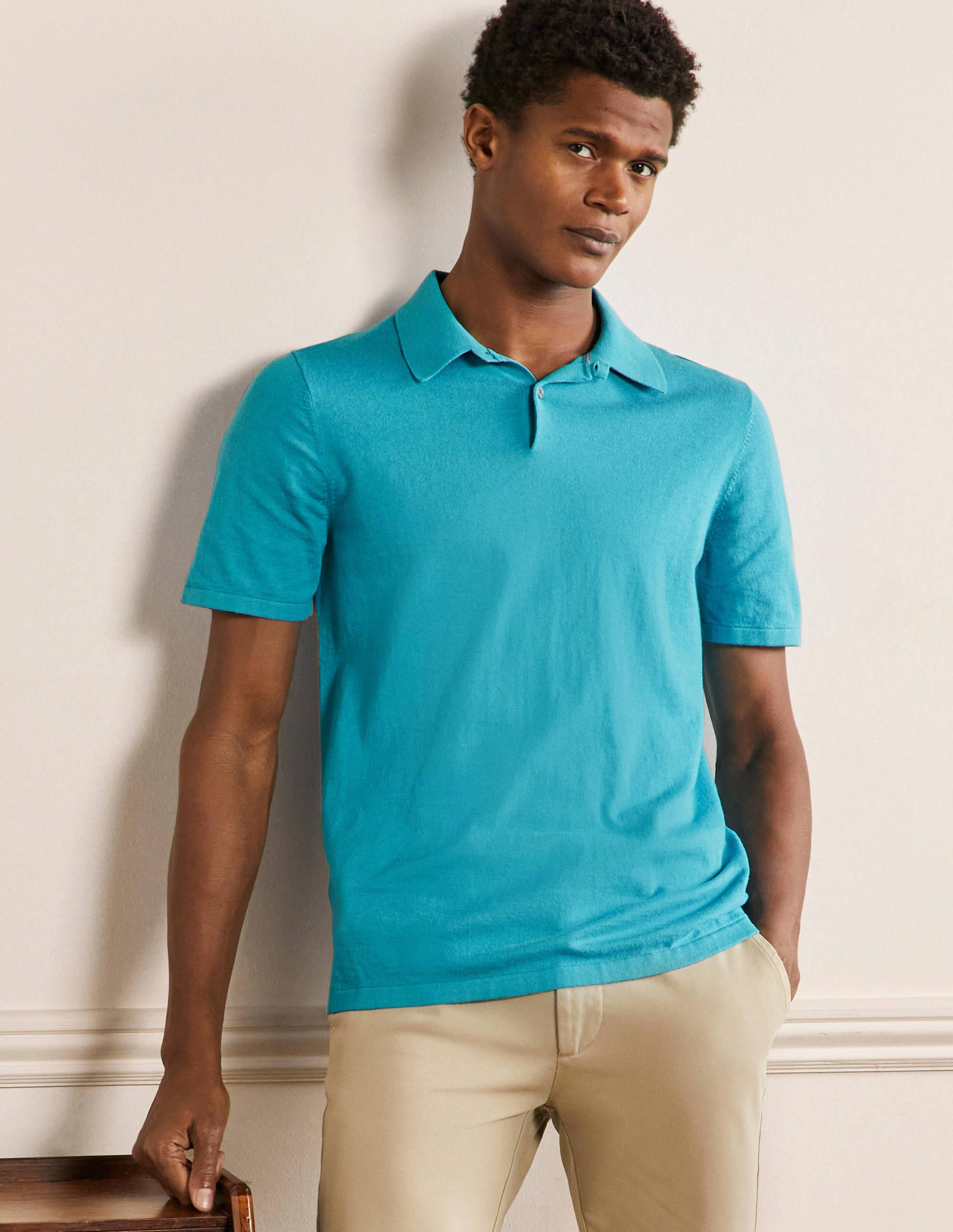 Polo Finsbury en maille MGR Homme Boden, Green Marl