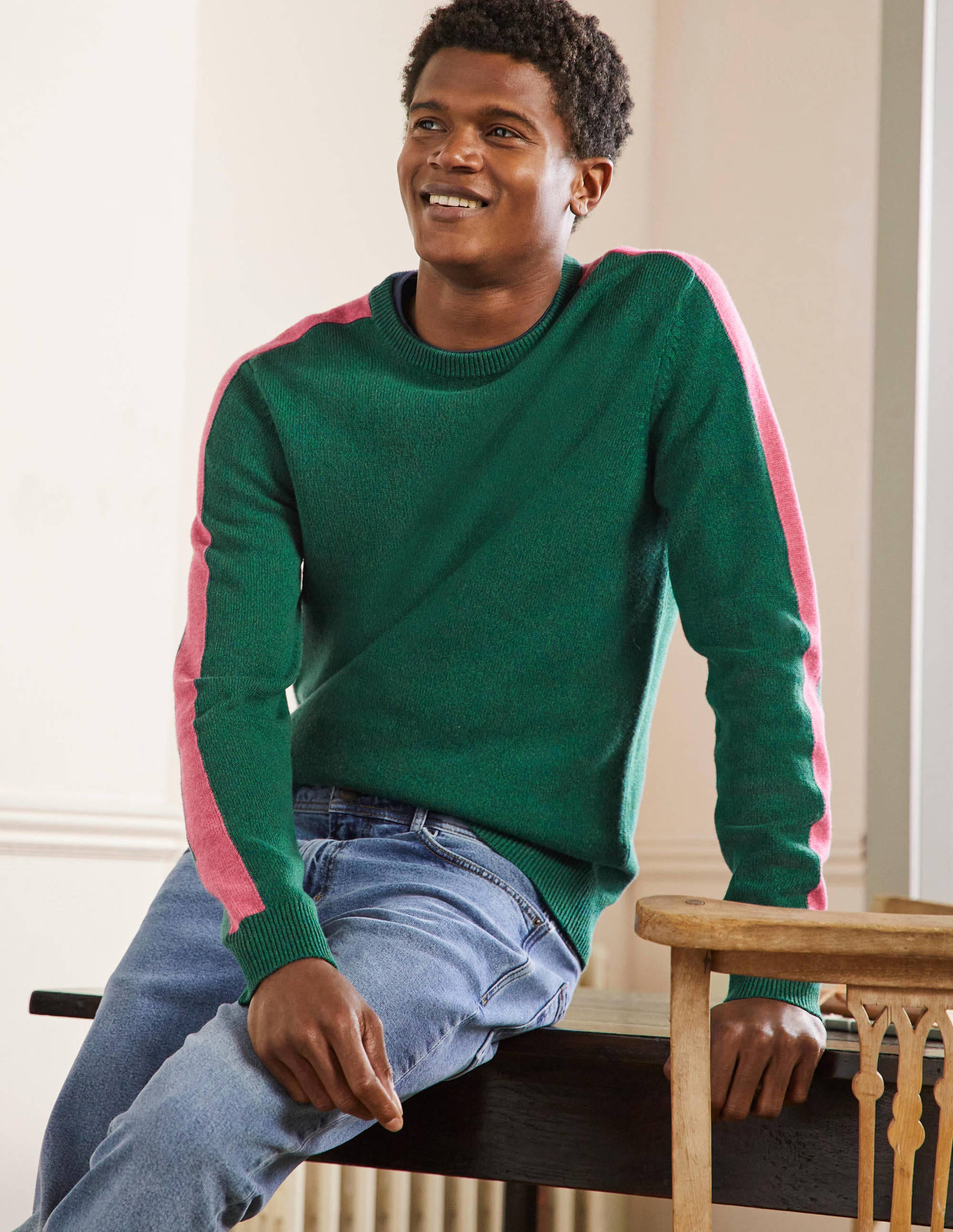 Pull col rond en laine mérinos GRN Homme Boden, Billiard Green