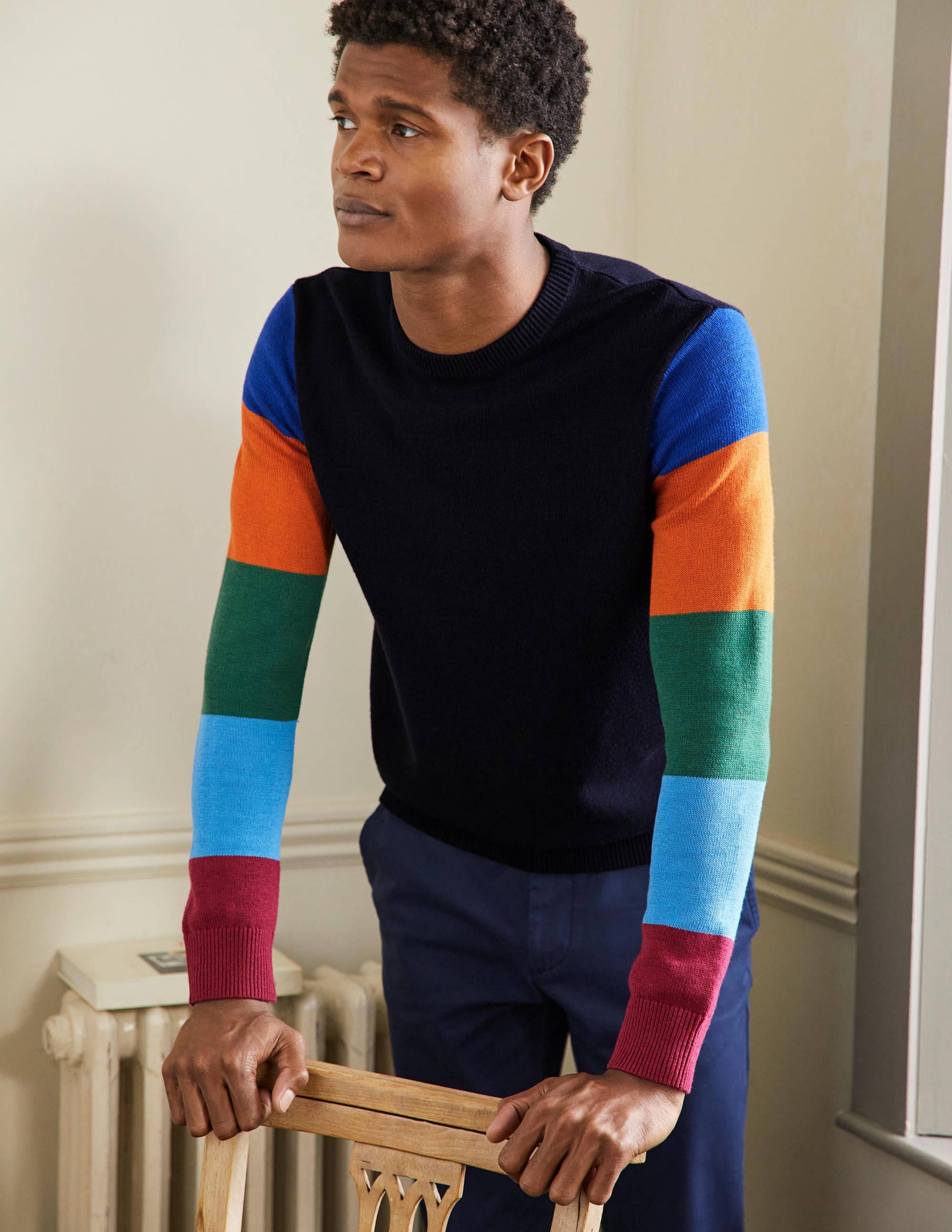 Pull col rond en laine mérinos MPT Homme Boden, Multi