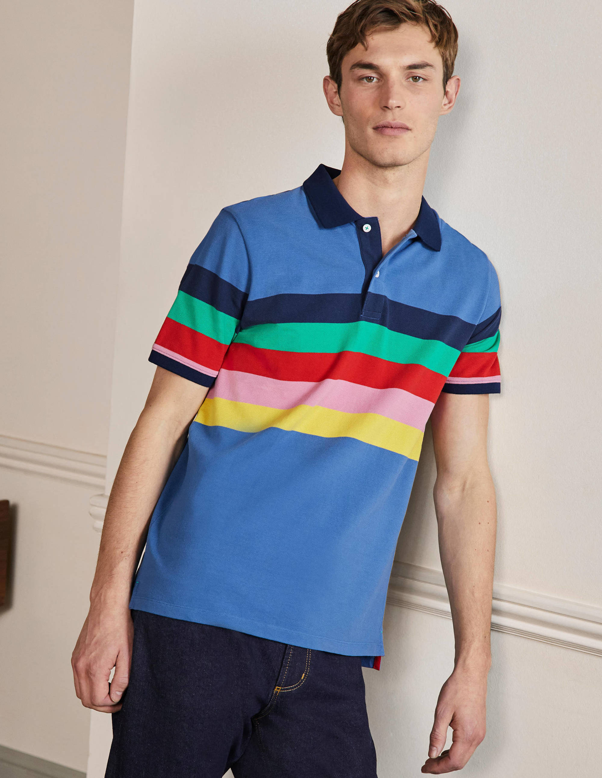 Polo en piqué BSP Homme Boden, Blue