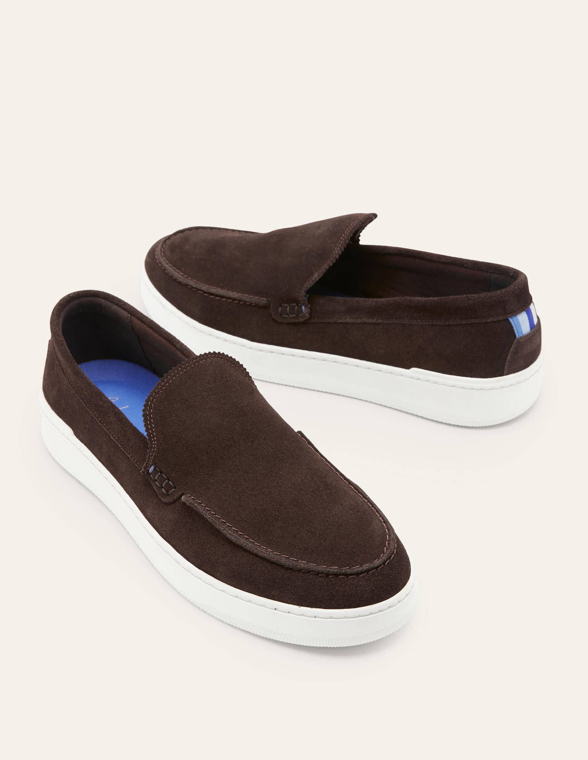 Mocassins à enfiler en daim avec semelle cupsole BRN Homme Boden, Brown