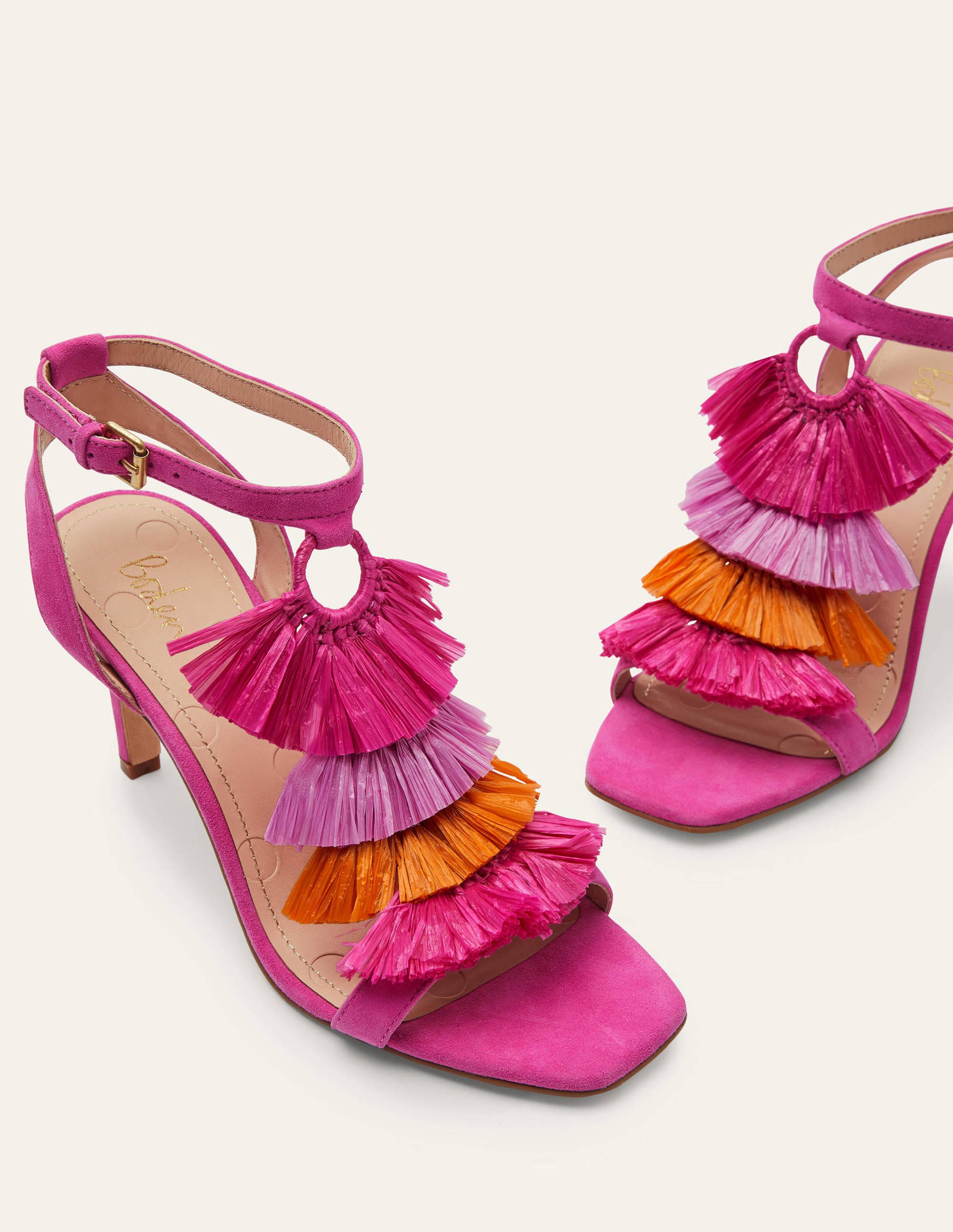 Sandales à talons Sarah à franges NPK Femme Boden, Pink