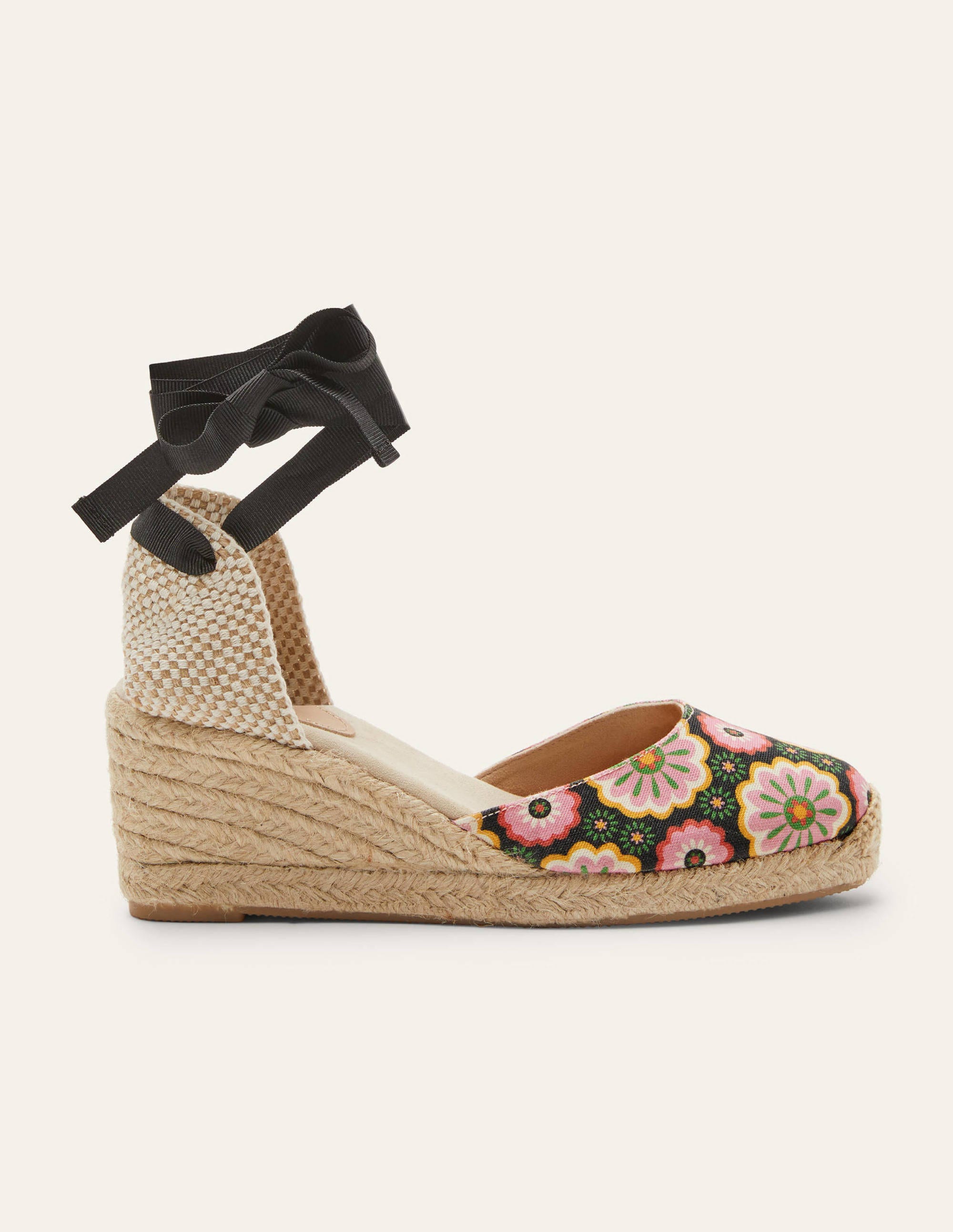 Compensées Cassie façon espadrilles PNT Femme Boden, Black