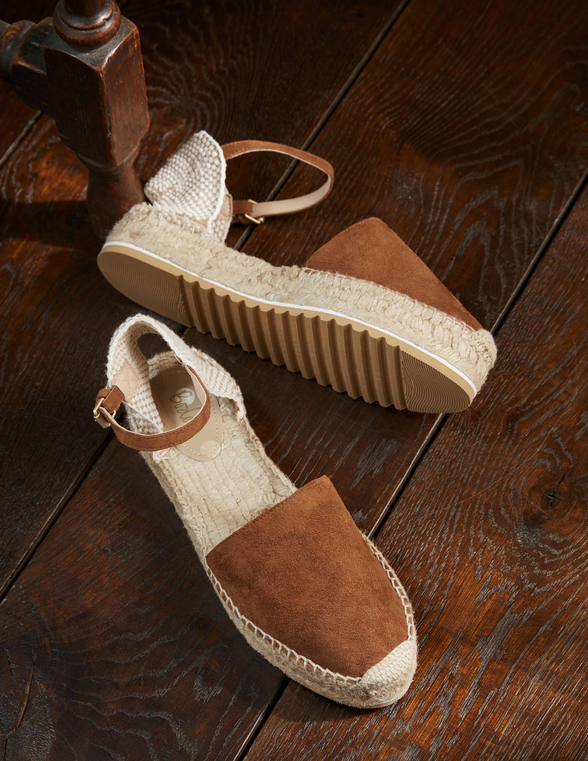Espadrilles à plateforme plate TAN Femme Boden, Brown