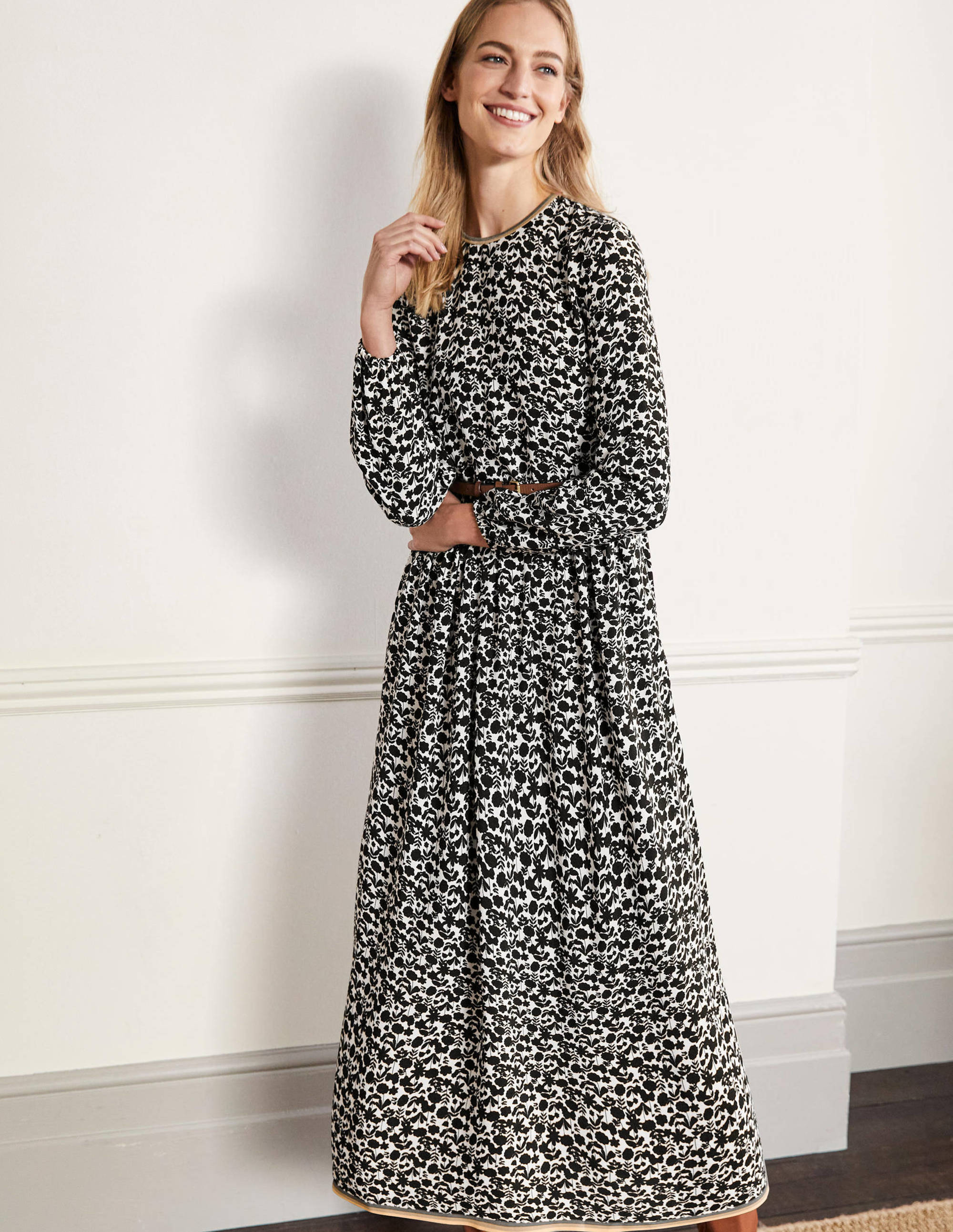 Robe longue ornementée BLA Femme Boden, Black