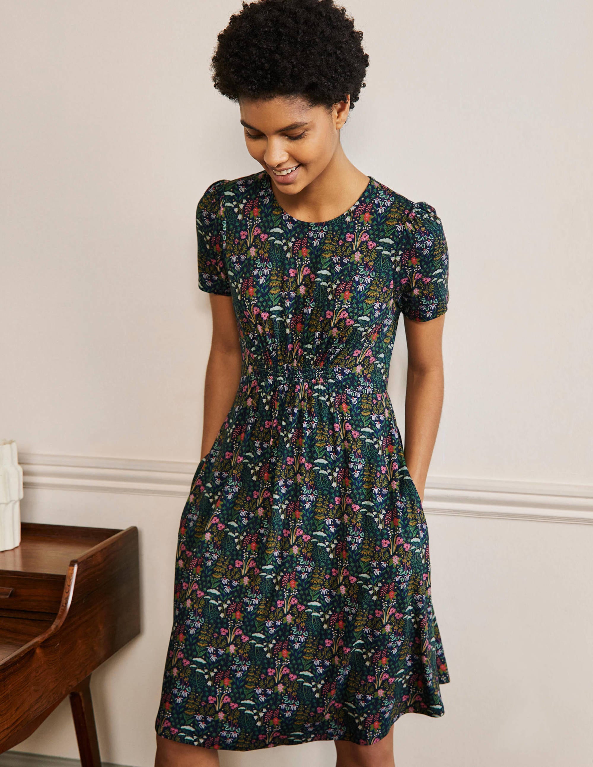 Robe col rond en jersey NVY Femme Boden, Navy