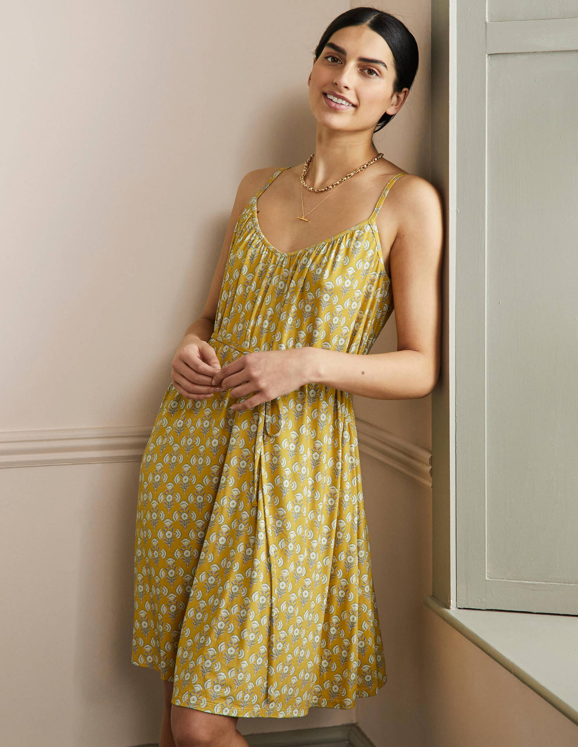 Robe à bretelles en jersey YEL Femme Boden, Yellow