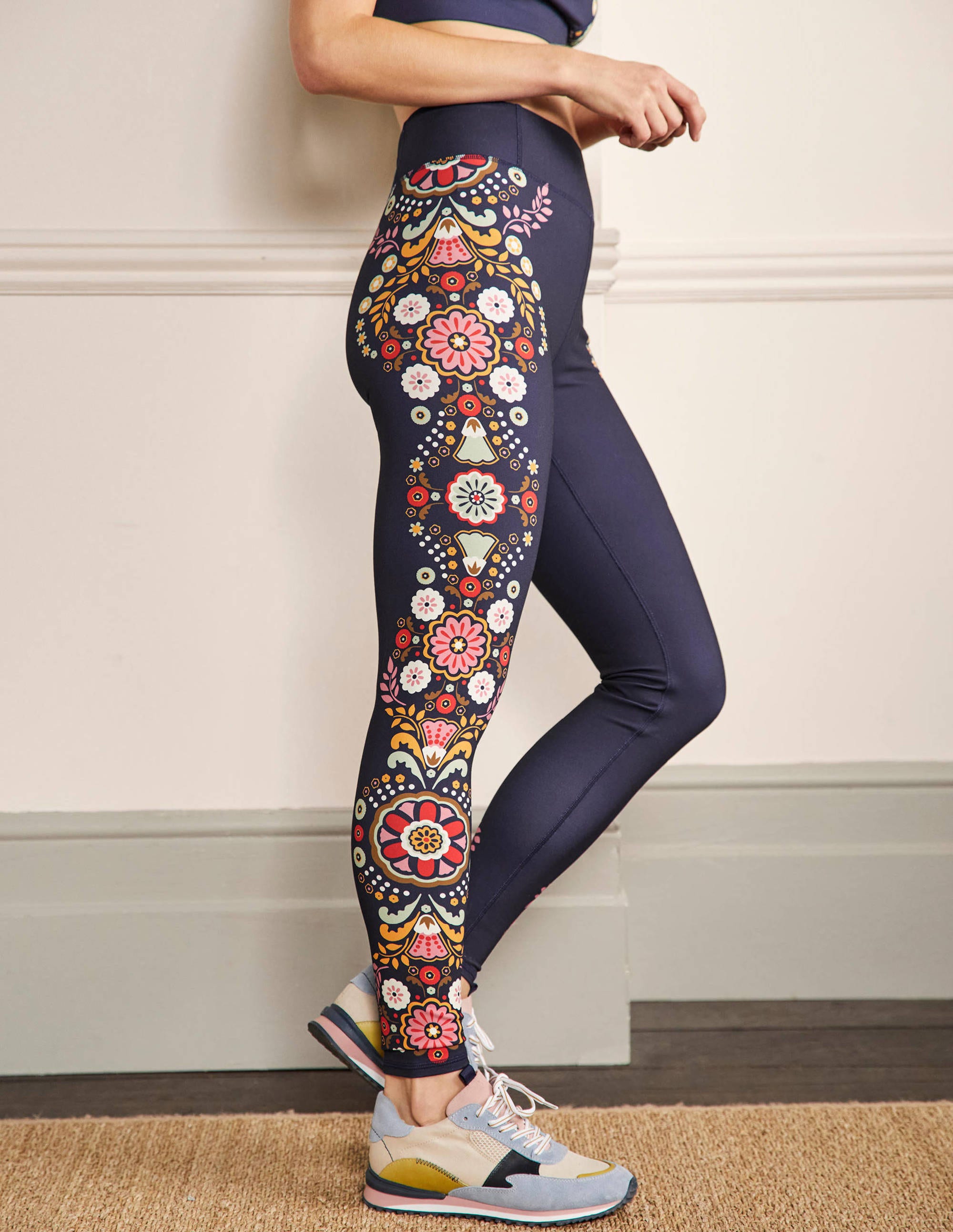 Legging sportif taille haute MLT Femme Boden, Navy