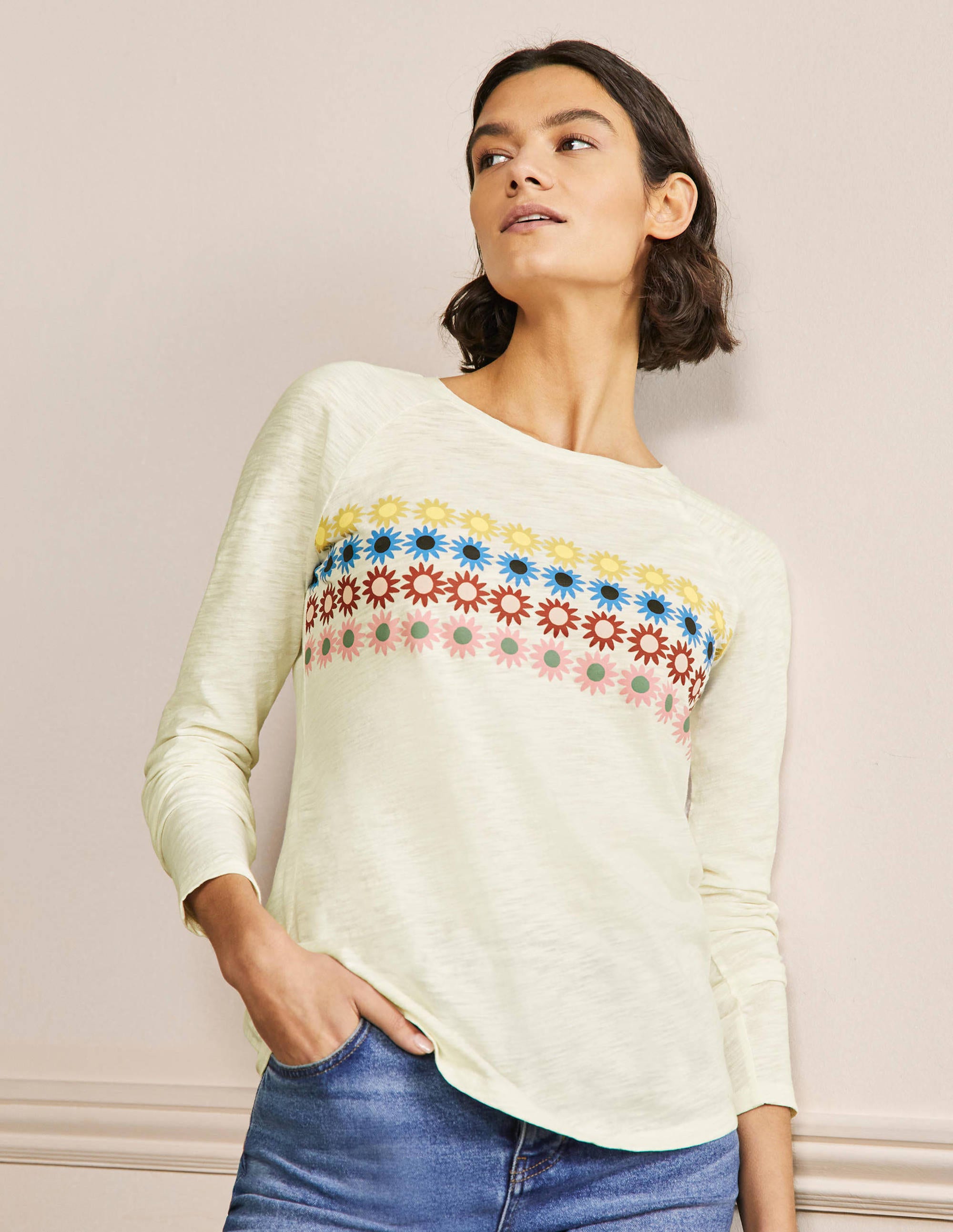 T-shirt de baseball Lorna en jersey ECR Femme Boden, ECR
