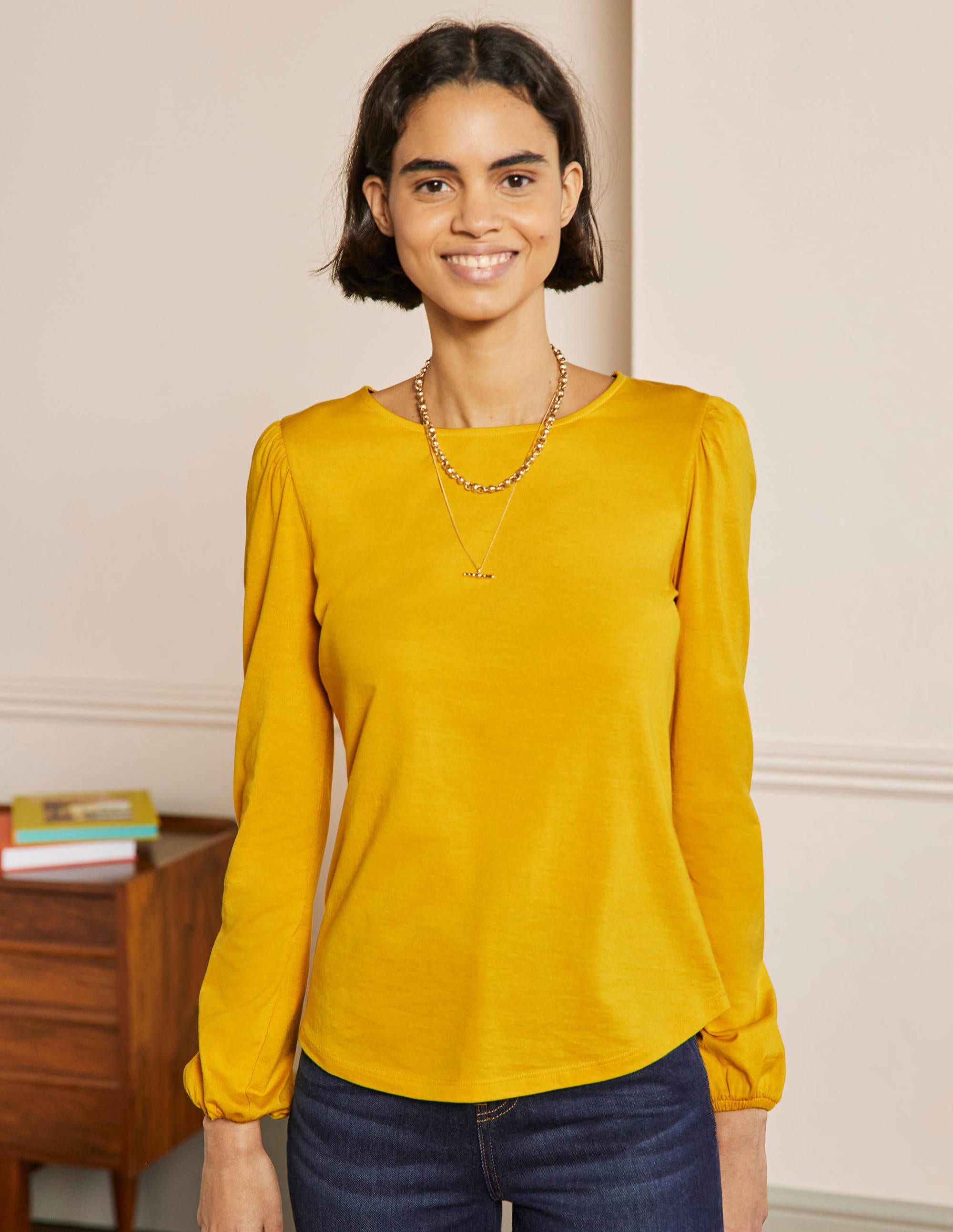 Top manches longues ultra-doux YEL Femme Boden, Yellow