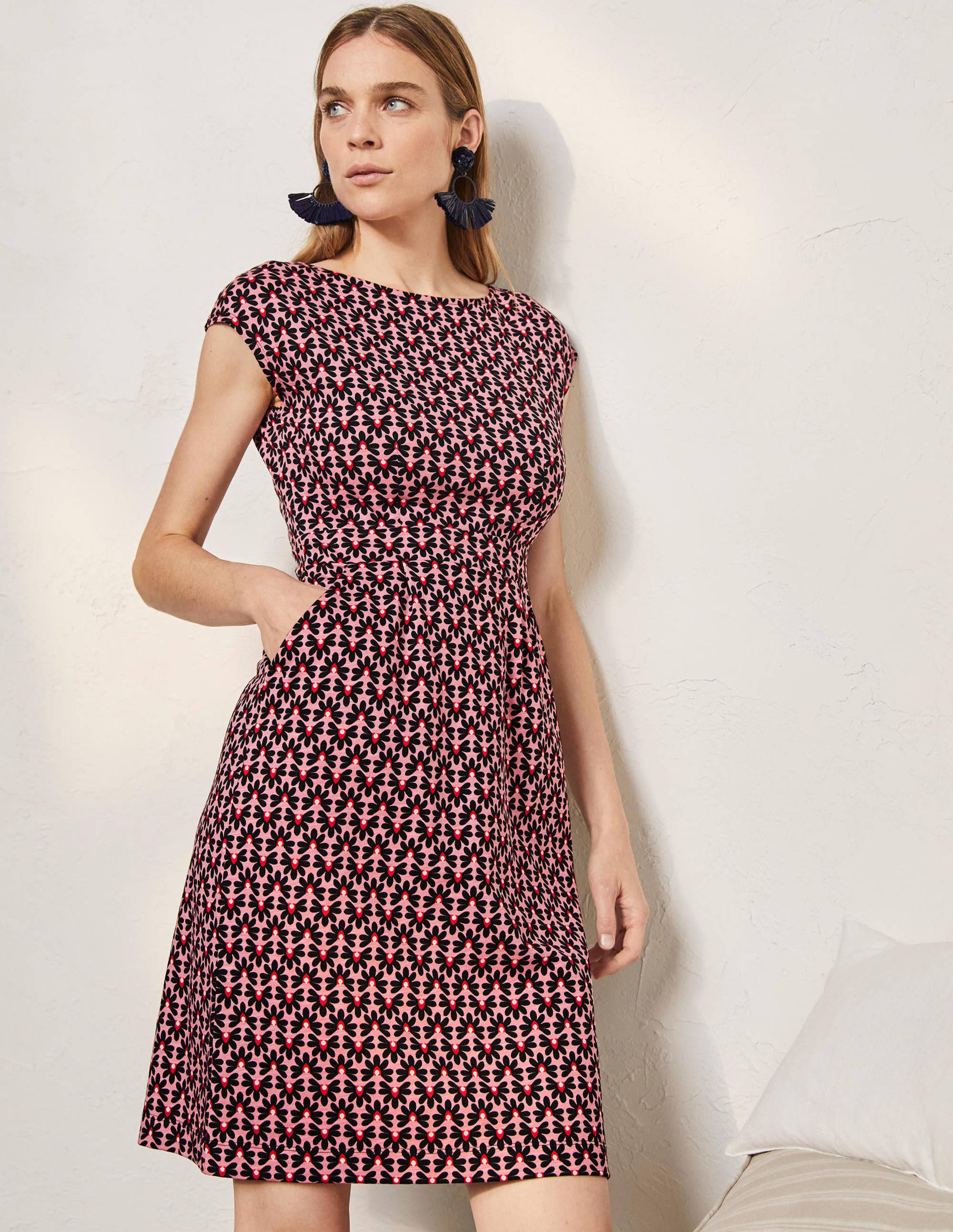 Robe Florrie en jersey PIN Femme Boden, Pink