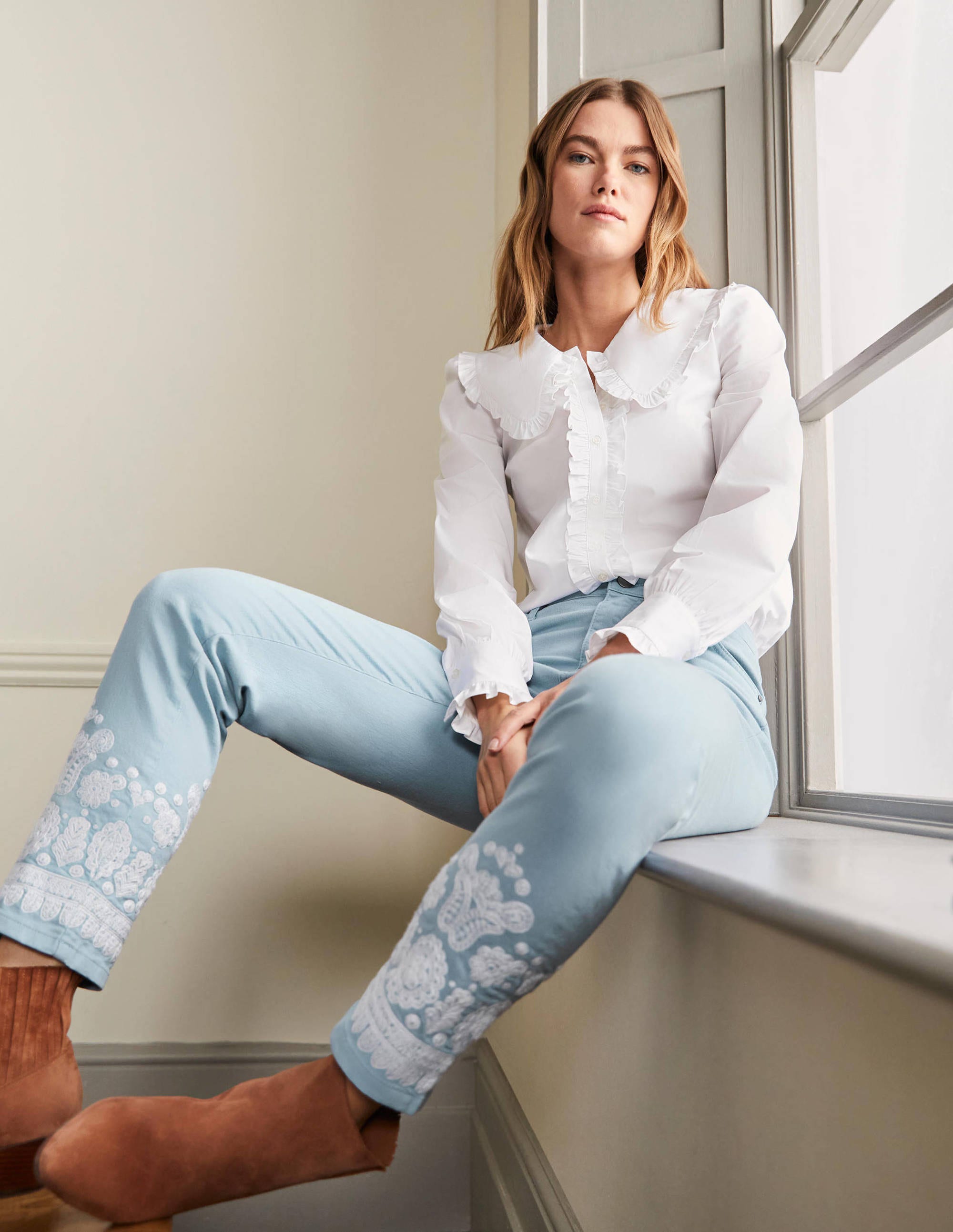 Jean slim droit longueur cheville BUE Femme Boden, Blue