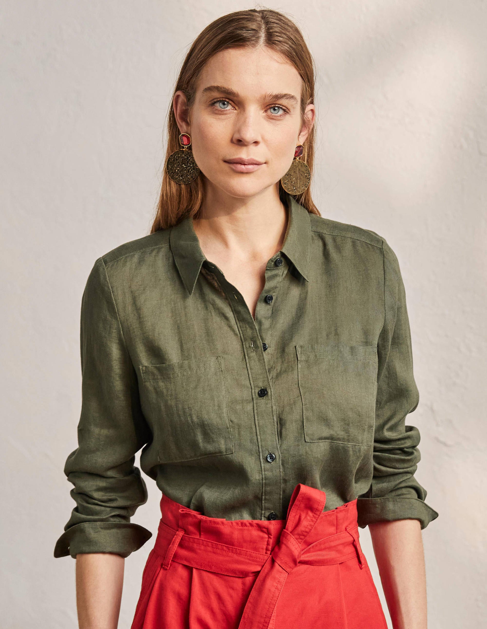 Chemise en lin DKH Femme Boden, Khaki