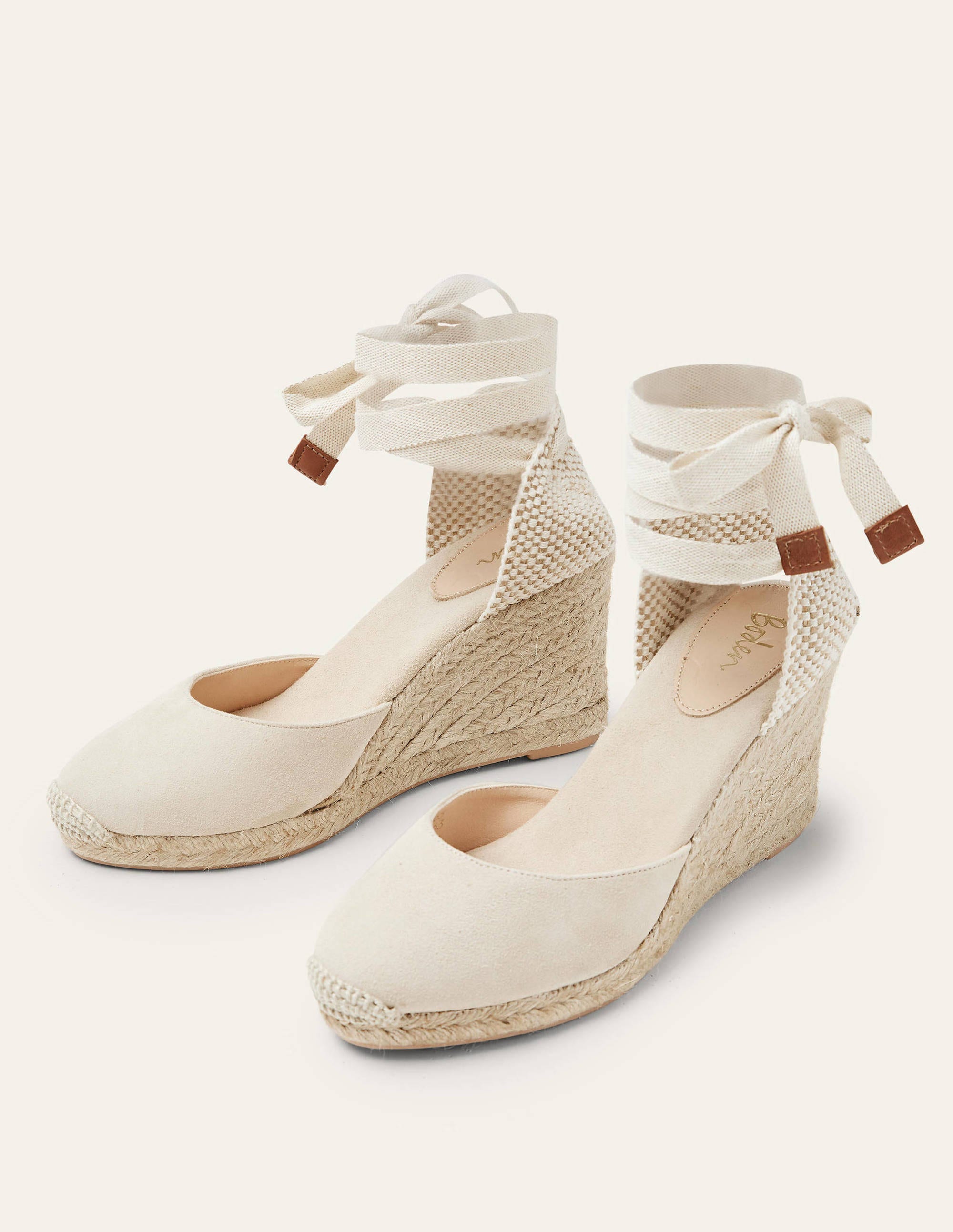 Compensées à talons Cassie façon espadrilles OAT Femme Boden, Natural