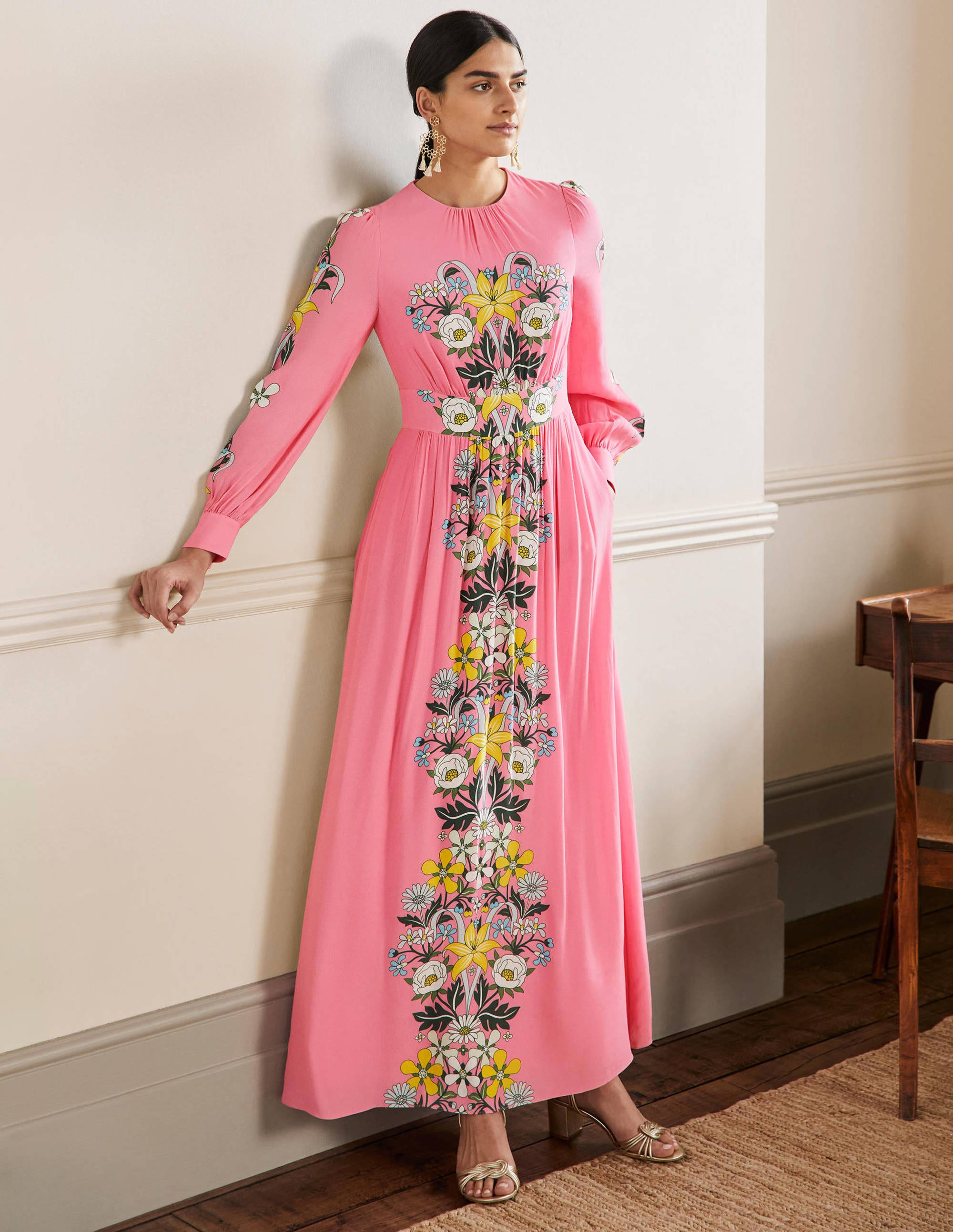 Robe longue Arabella PNK Femme Boden, Fauve