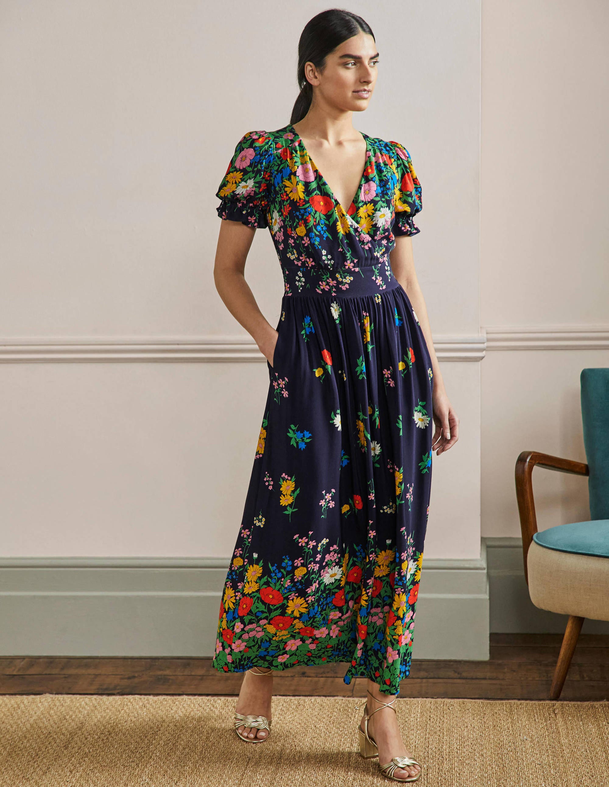Robe longue Tessa NVY Femme Boden, Navy