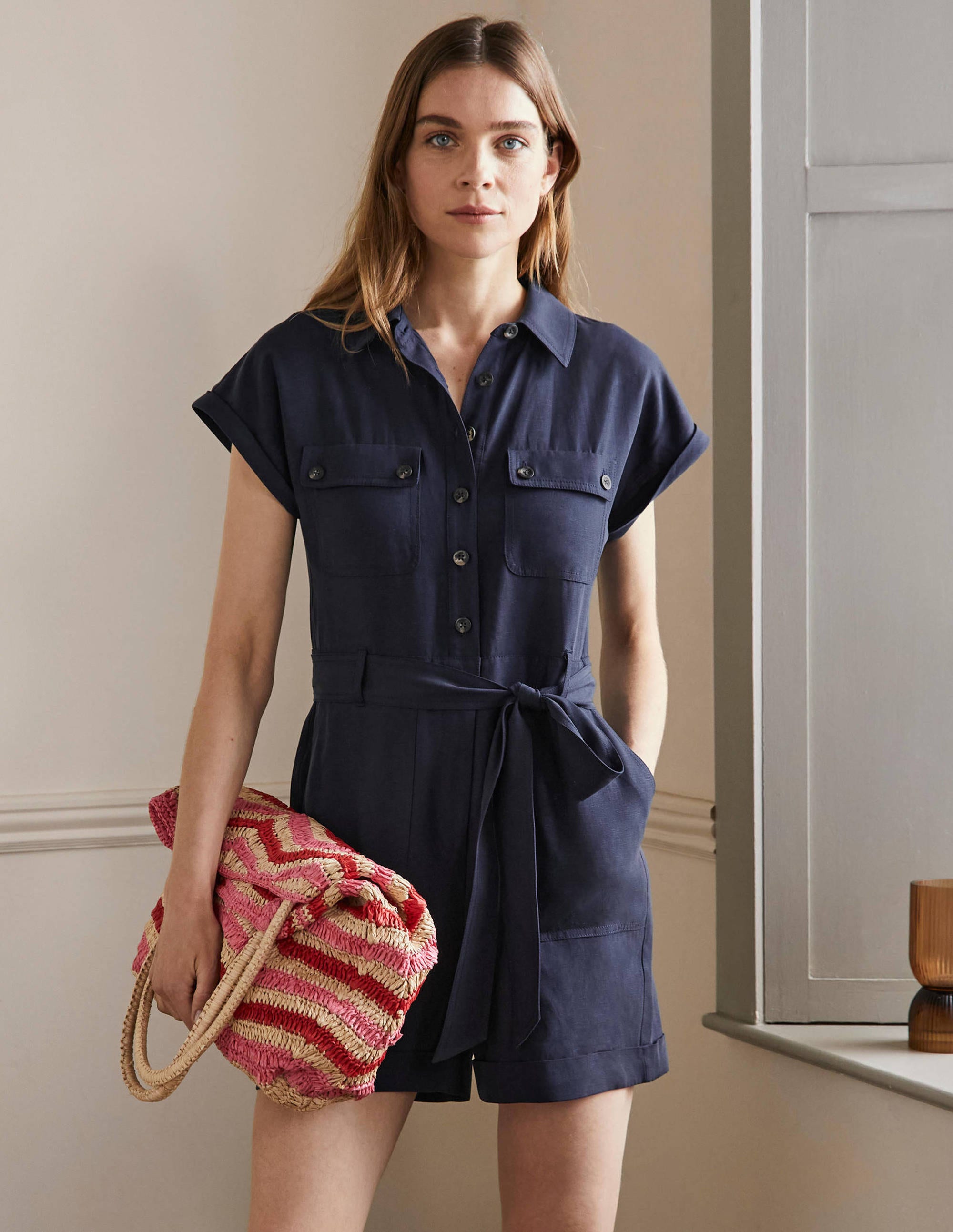 Combishort à poches NAV Femme Boden, Navy