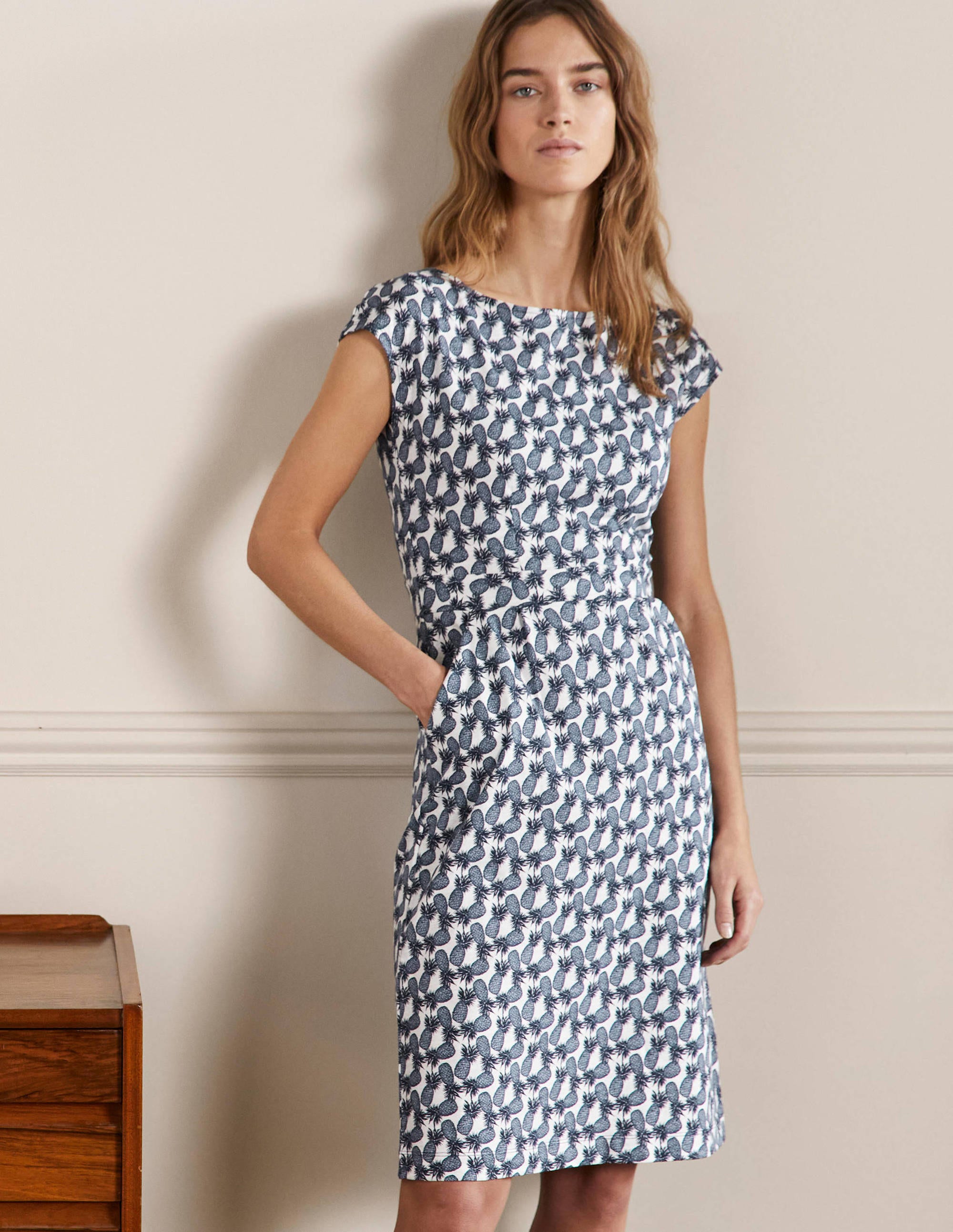 Robe Florrie en jersey ECR Femme Boden, Ivory