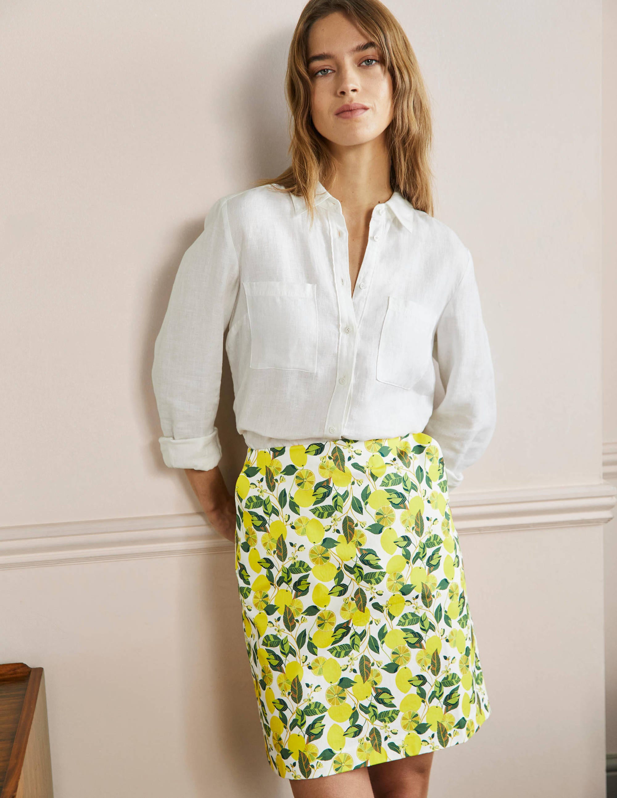 Mini-jupe trapèze imprimée IVO Femme Boden, Ivory