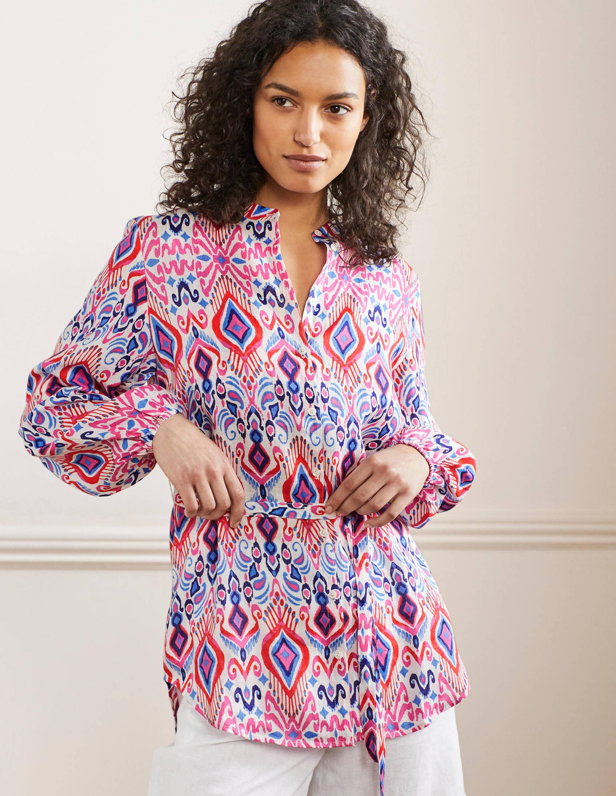 Chemise Rosie en lin MUL Femme Boden, Multi