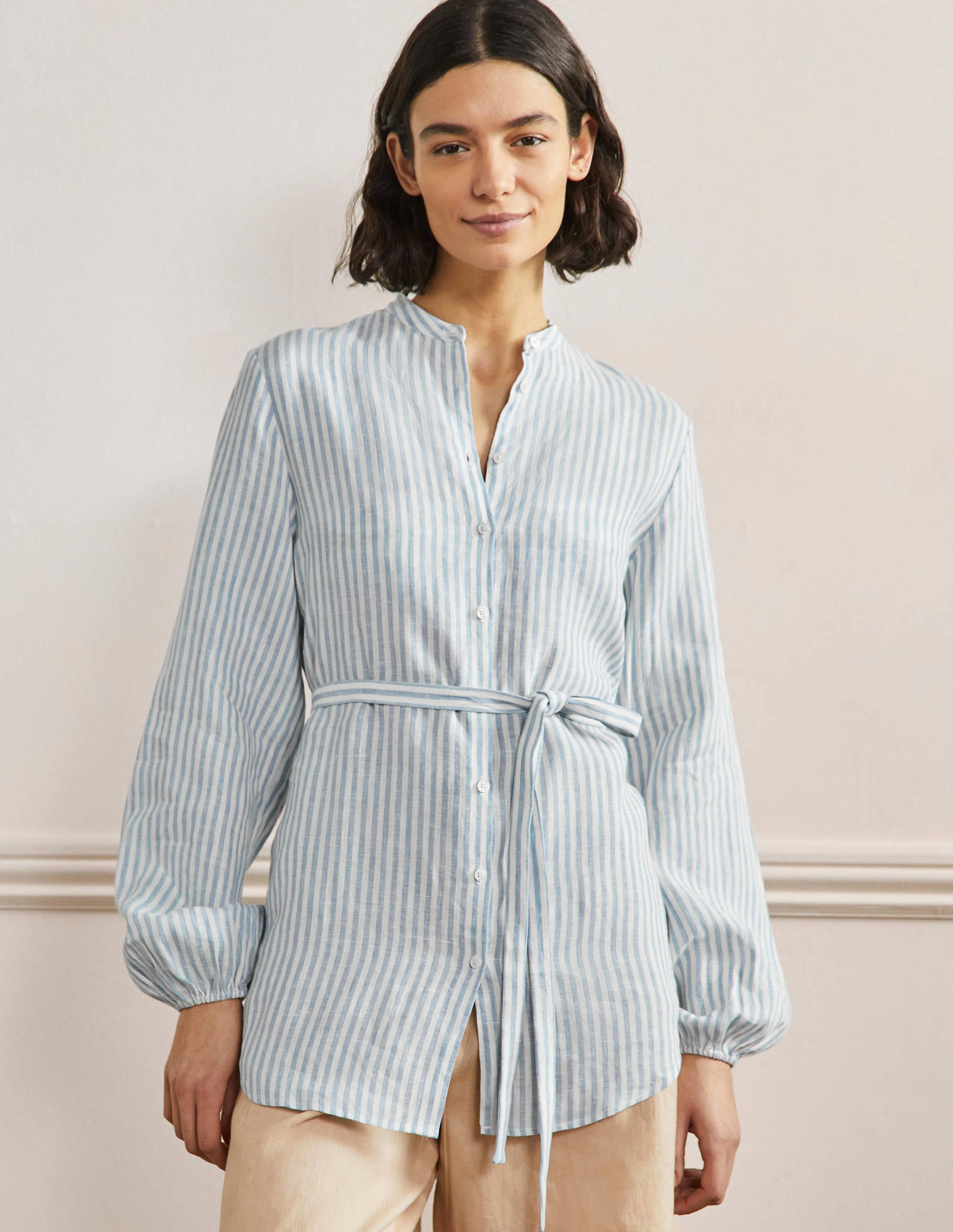 Chemise Rosie en lin STP Femme Boden, Ivory